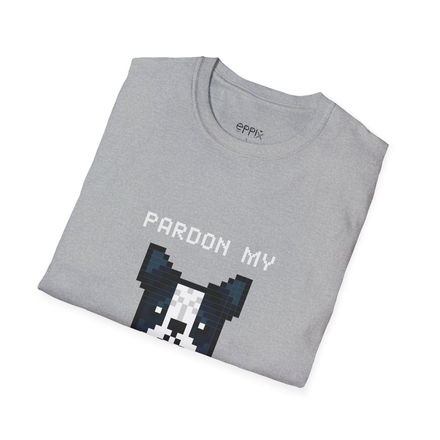 EPPIX Unisex Softstyle T-Shirt - Pixel Frenchie Hundeillustration Pardon My French 