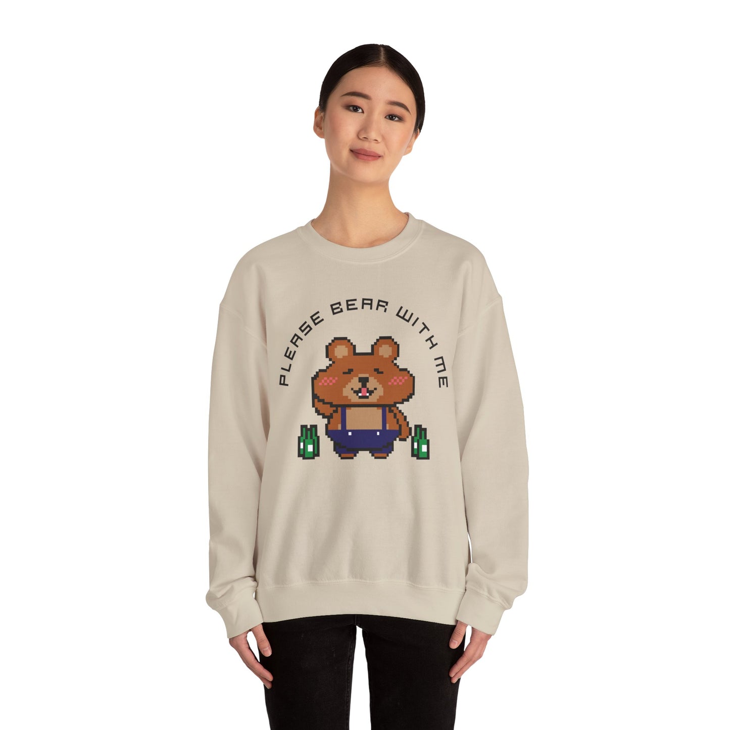 EPPIX Unisex Heavy Blend Crewneck Sweatshirt - Please Bear With Me Funny Pixel Art Illustration