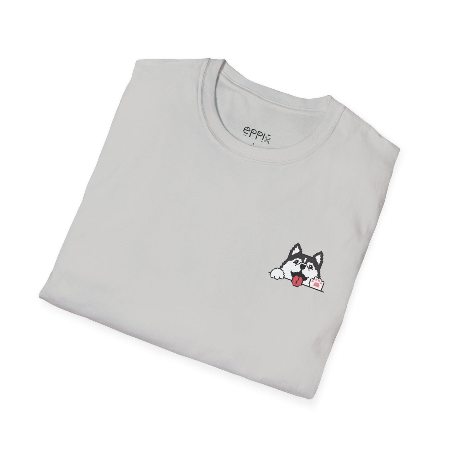 EPPIX Unisex Softstyle T-Shirt - Sibirischer Husky Alaskan Malamute Pixel Hund Illustration 