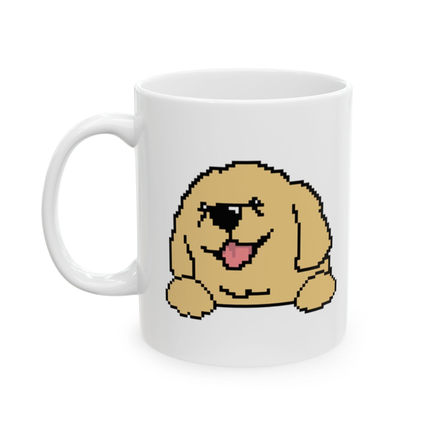 Eppix White Ceramic Mug Golden Retriever Pixel Art Illustration Right 17oz