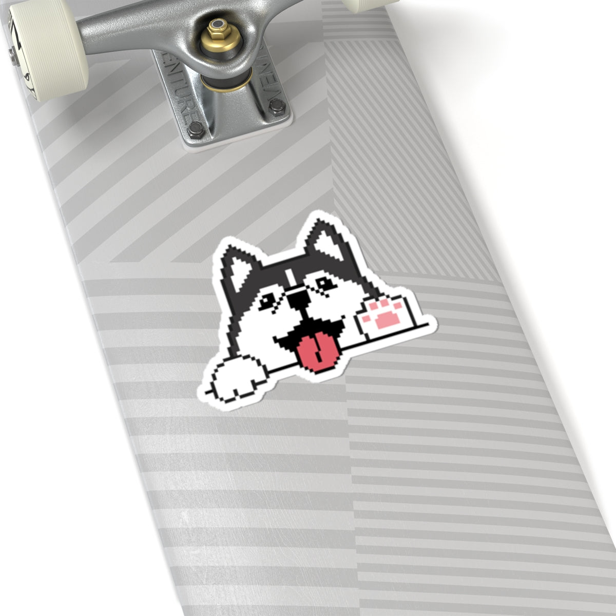 EPPIX Kiss-Cut Stickers - Siberian Husky Alaskan Malamute Pixel Dog Illustration Waving Hello