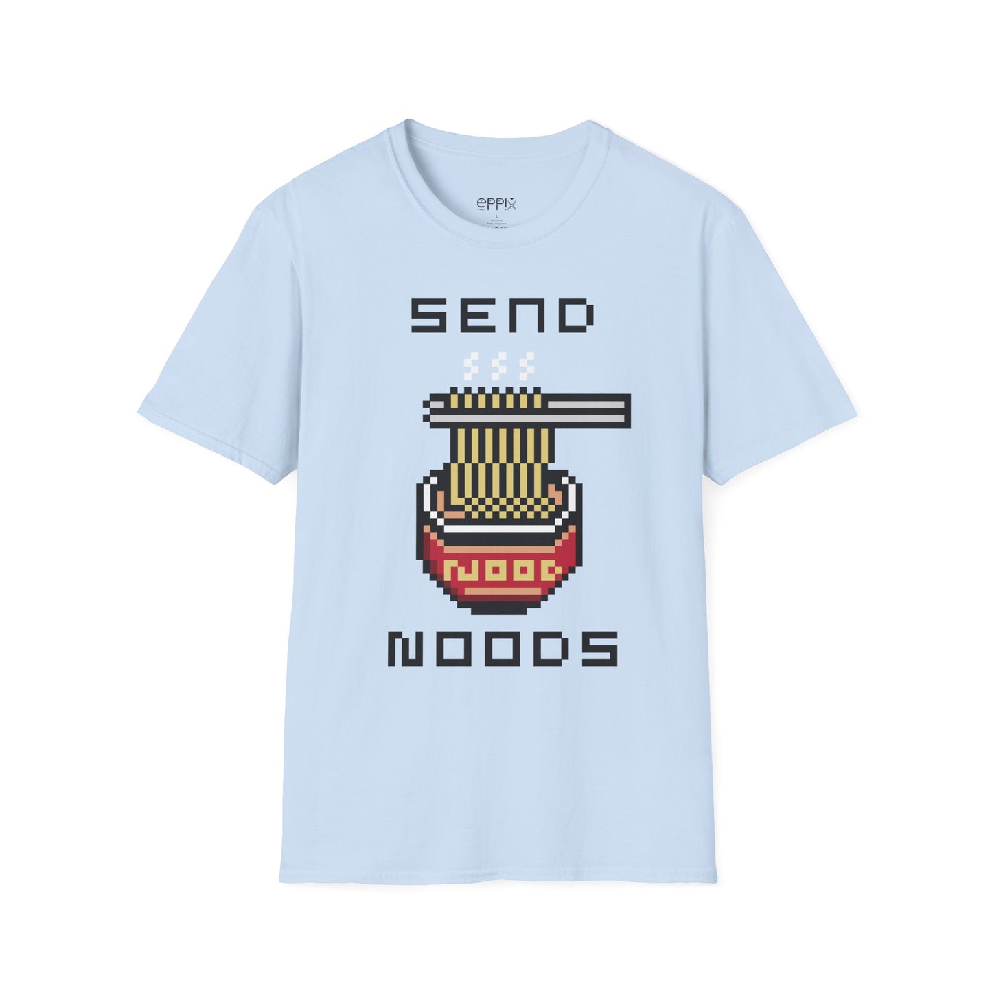 EPPIX Unisex Softstyle T-Shirt - Send Noods Pixel Ramen Noodle Food Illustration Funny