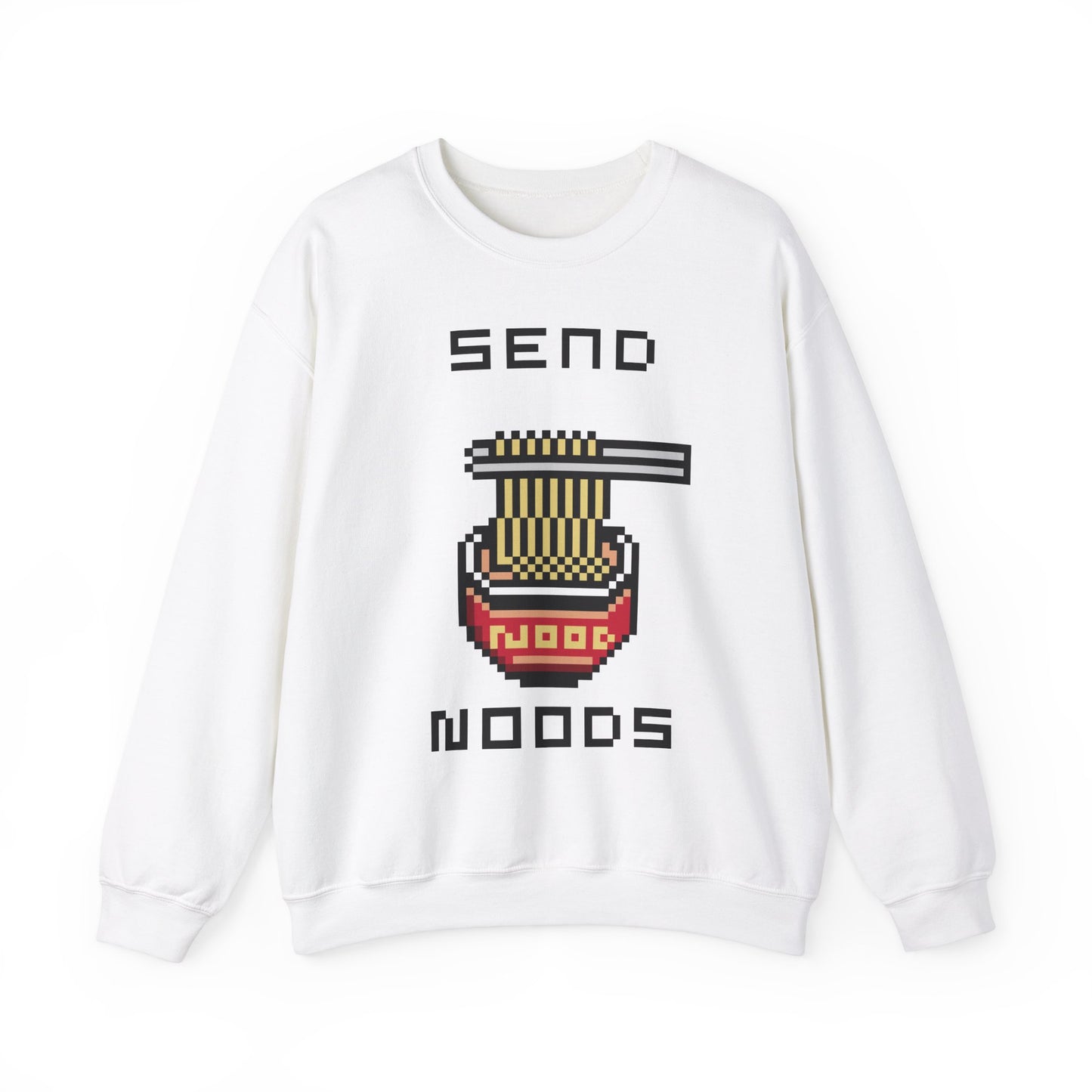 EPPIX Unisex Heavy Blend Crewneck Sweatshirt - Send Noods Funny Pixel Noodle Art Illustration Ramen