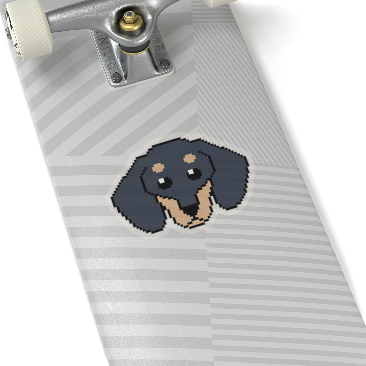 Eppix Kiss Cut Transparent Sticker Dachsund Pixel Art Illustration On Skateboard 6"