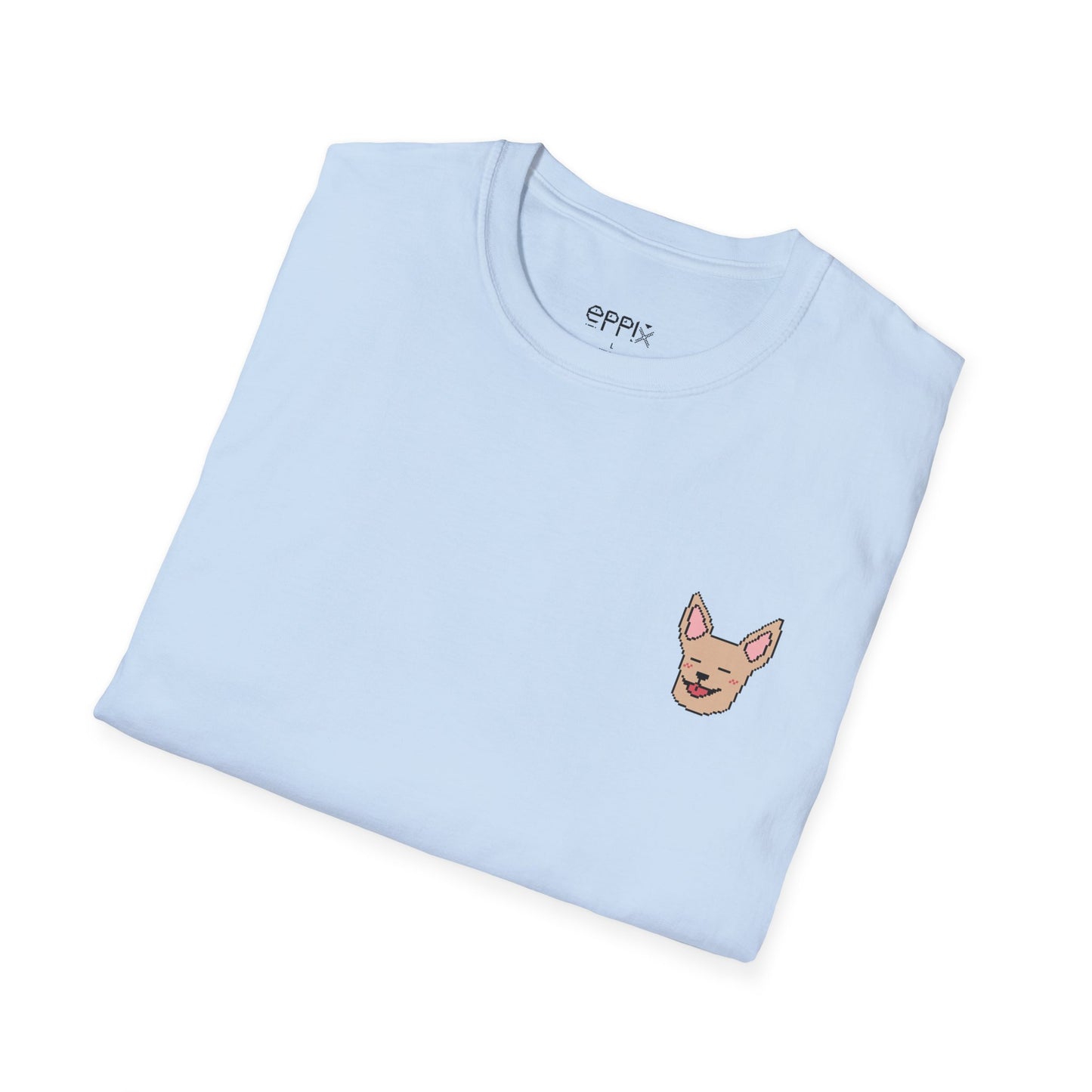 Camiseta unisex Softstyle de EPPIX: ilustración de perro chihuahua tranquilo con píxeles 