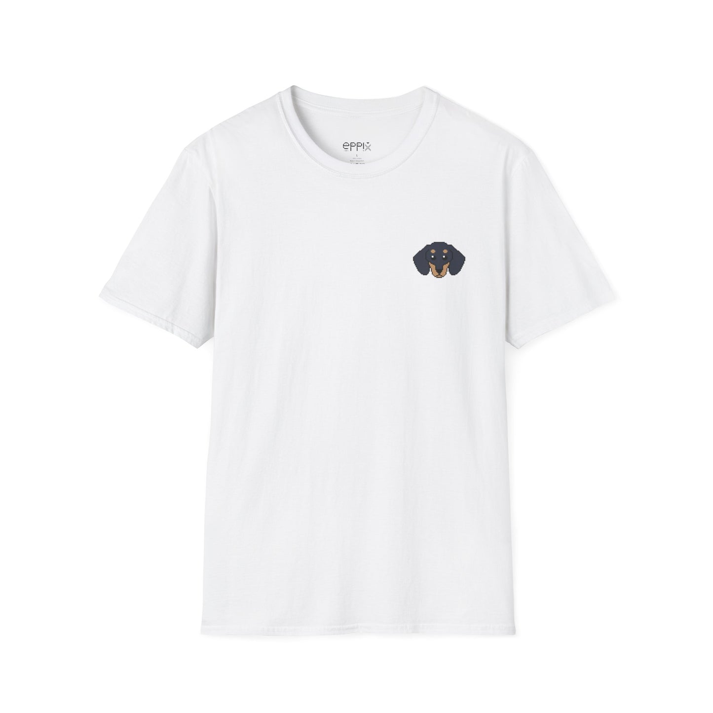 EPPIX Unisex Softstyle T-Shirt - Cute Dachsund Tekkel Pixel Sausage Dog Illustration