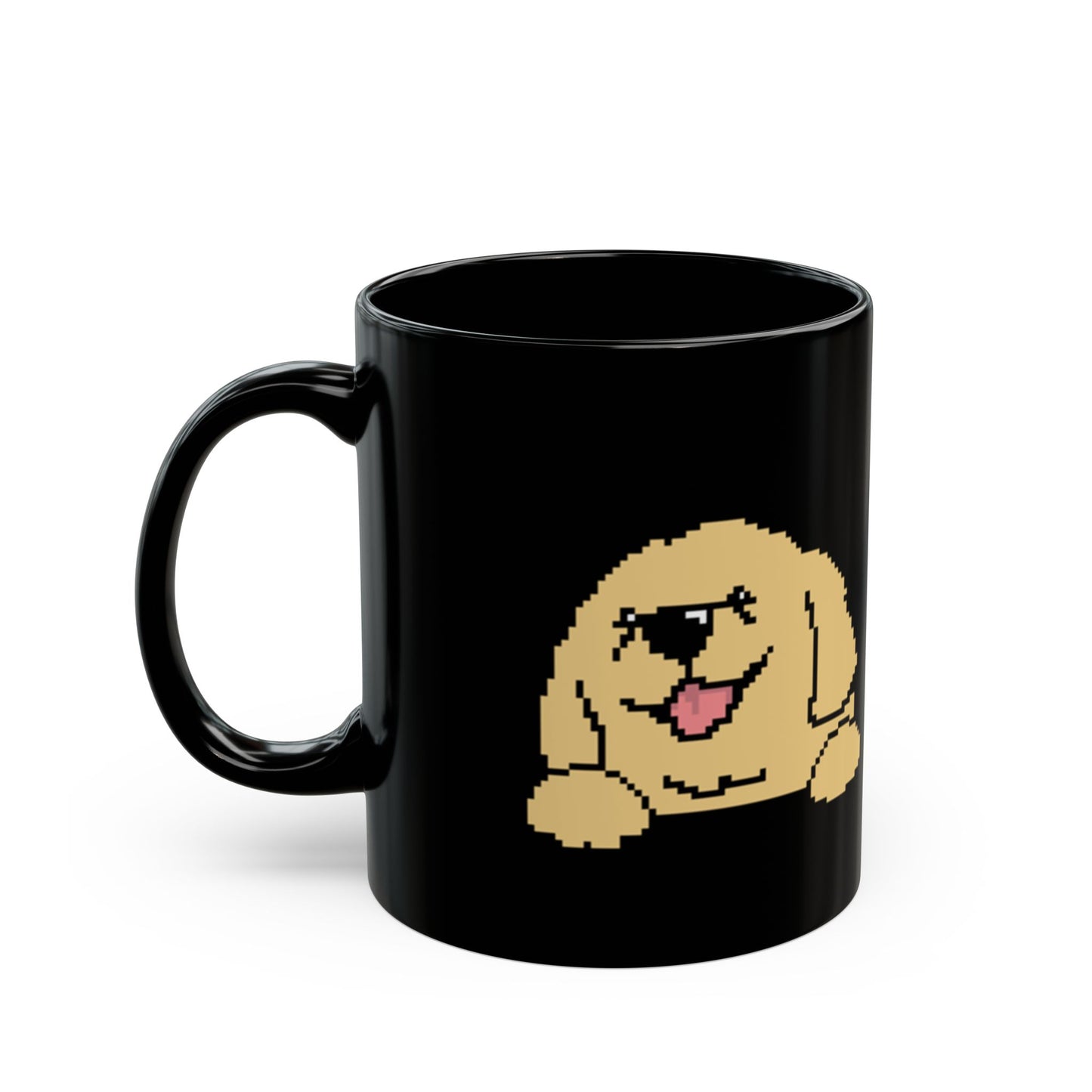 Eppix Black Ceramic Mug Golden Retriever Pixel Art Illustration Right 17oz