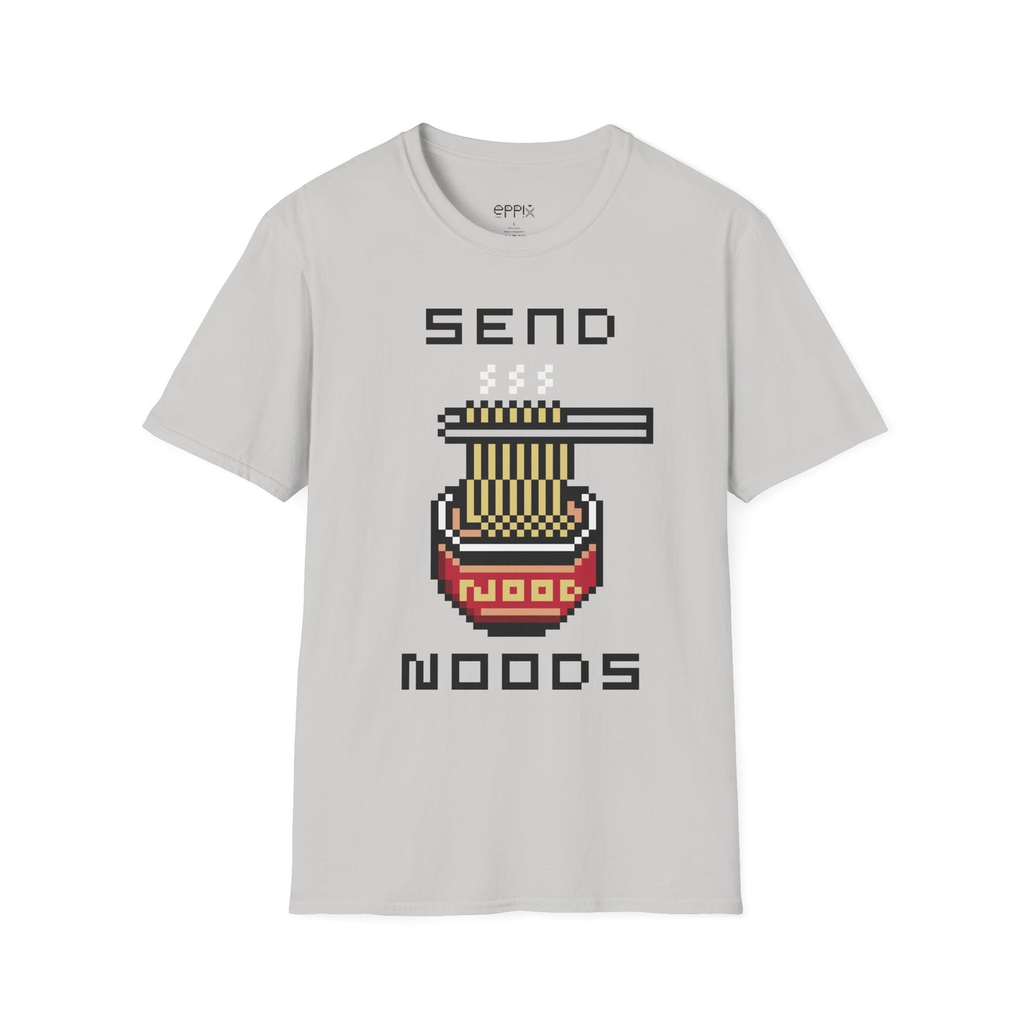 EPPIX Unisex Softstyle T-Shirt - Send Noods Pixel Ramen Noodle Food Illustration Funny