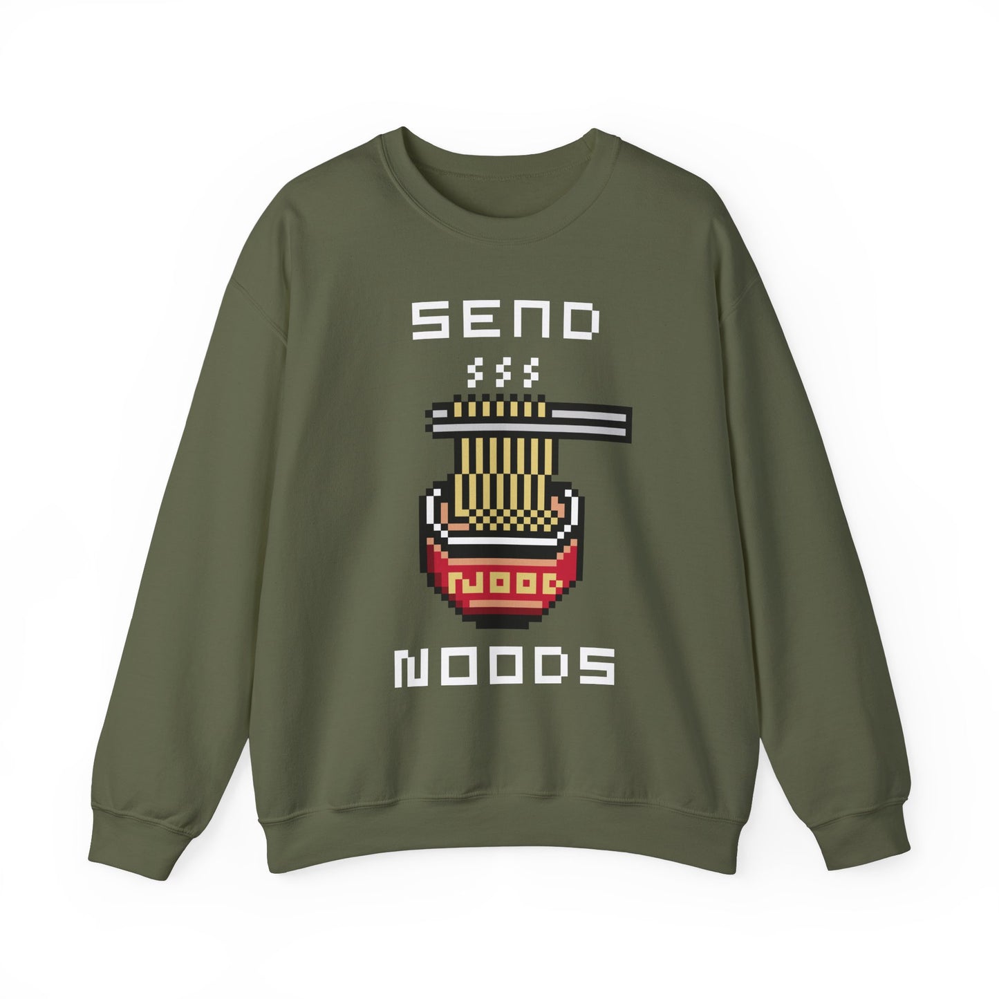 EPPIX Unisex Heavy Blend Crewneck Sweatshirt - Send Noods Funny Pixel Noodle Art Illustration Ramen