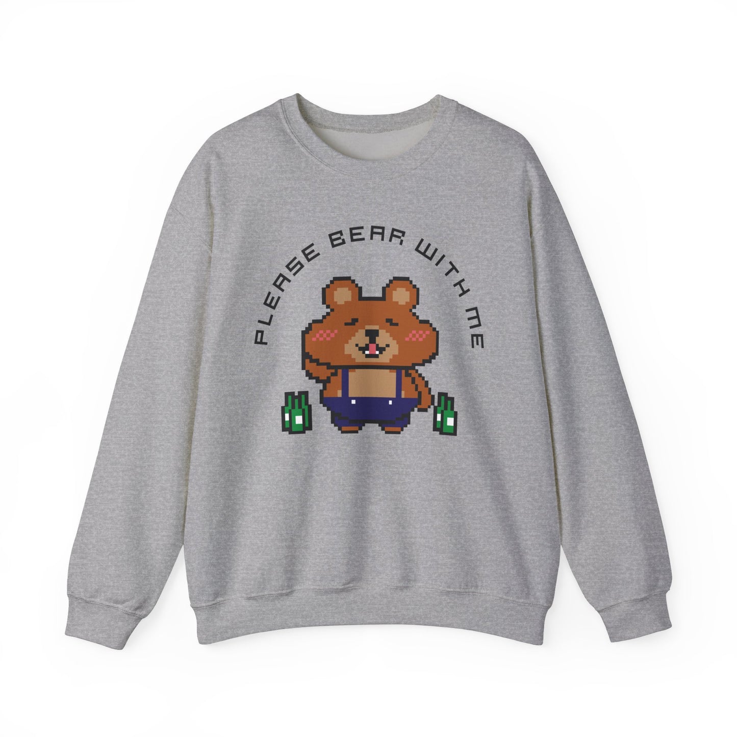 EPPIX Unisex Heavy Blend Crewneck Sweatshirt - Please Bear With Me Funny Pixel Art Illustration