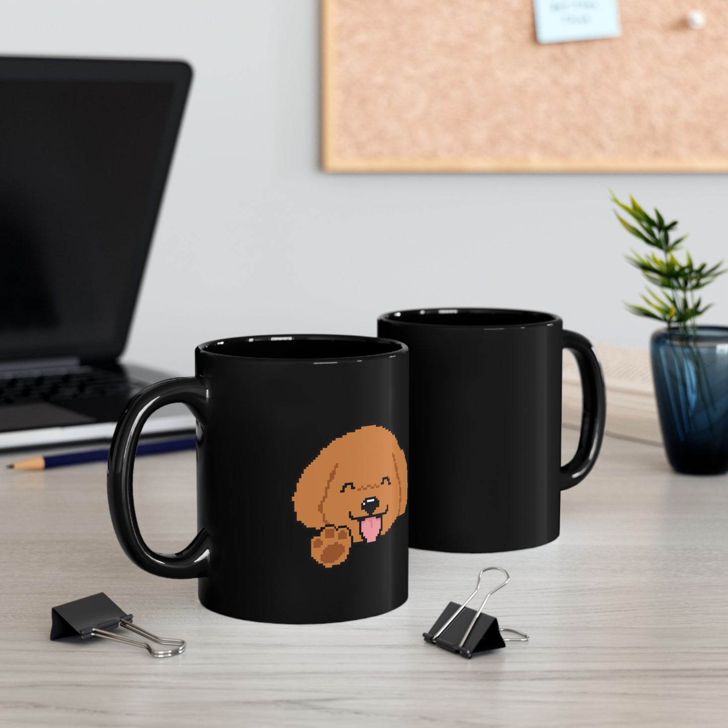 Eppix Black Ceramic Mug Poodle Pixel Art Illustration Right And Left 17oz