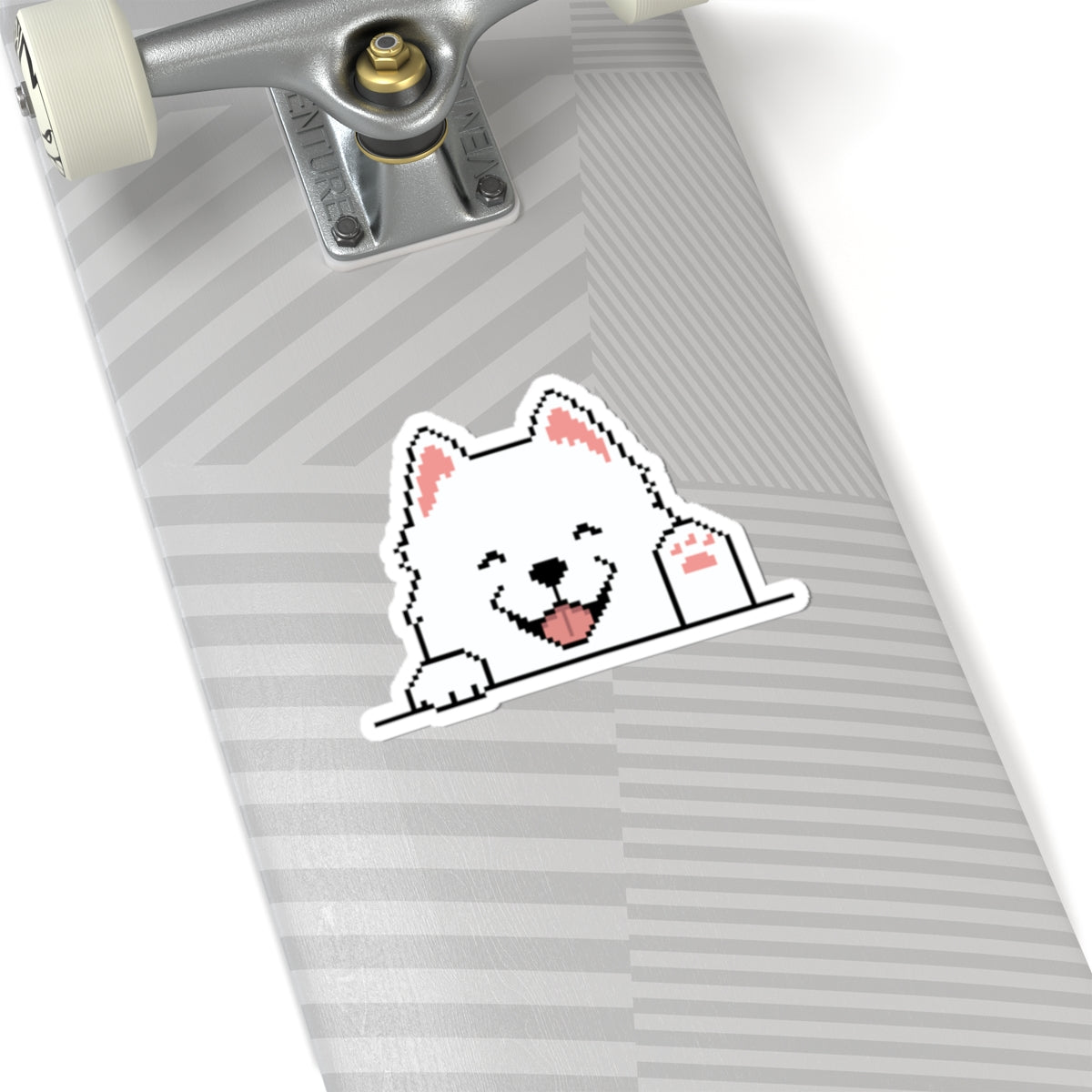 Eppix Kiss Cut Vinyl Sticker Samoyed Pixel Art Illustration On Skateboard 6"