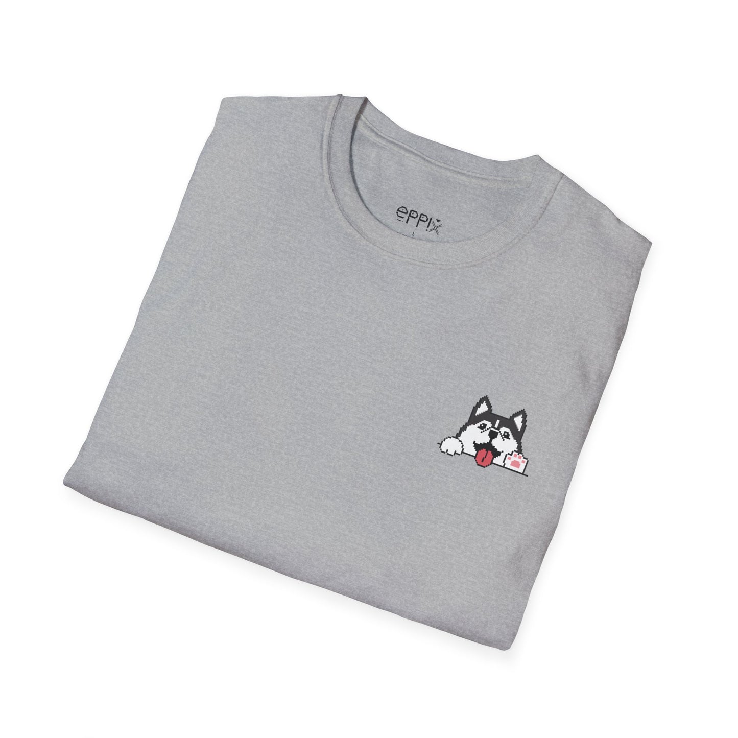 EPPIX Unisex Softstyle T-Shirt - Sibirischer Husky Alaskan Malamute Pixel Hund Illustration 