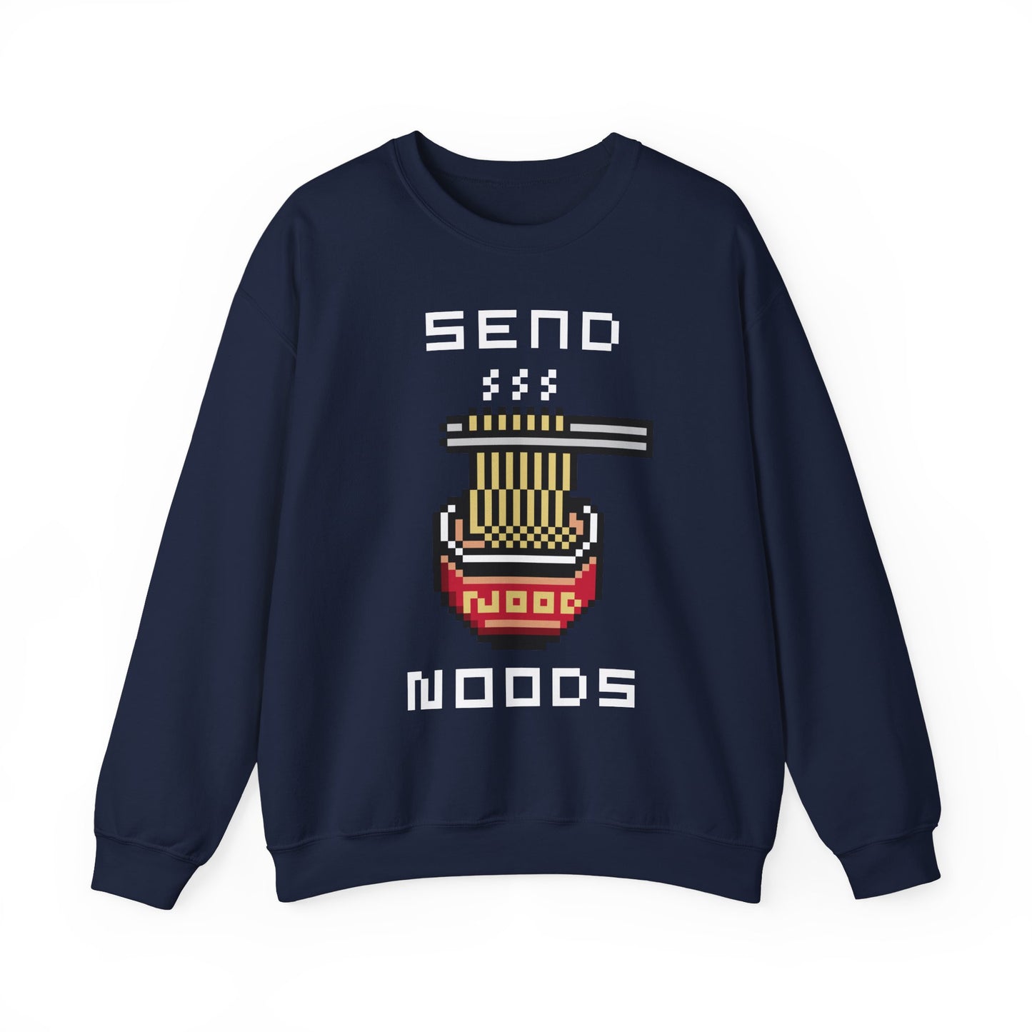 EPPIX Unisex Heavy Blend Crewneck Sweatshirt - Send Noods Funny Pixel Noodle Art Illustration Ramen