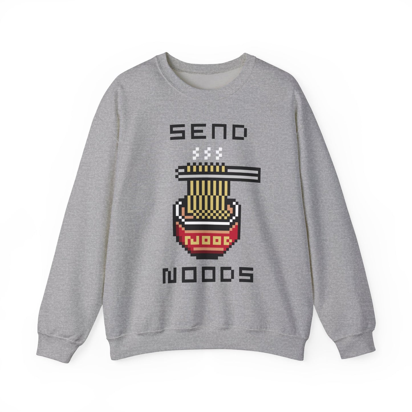 EPPIX Unisex Heavy Blend Crewneck Sweatshirt - Send Noods Funny Pixel Noodle Art Illustration Ramen