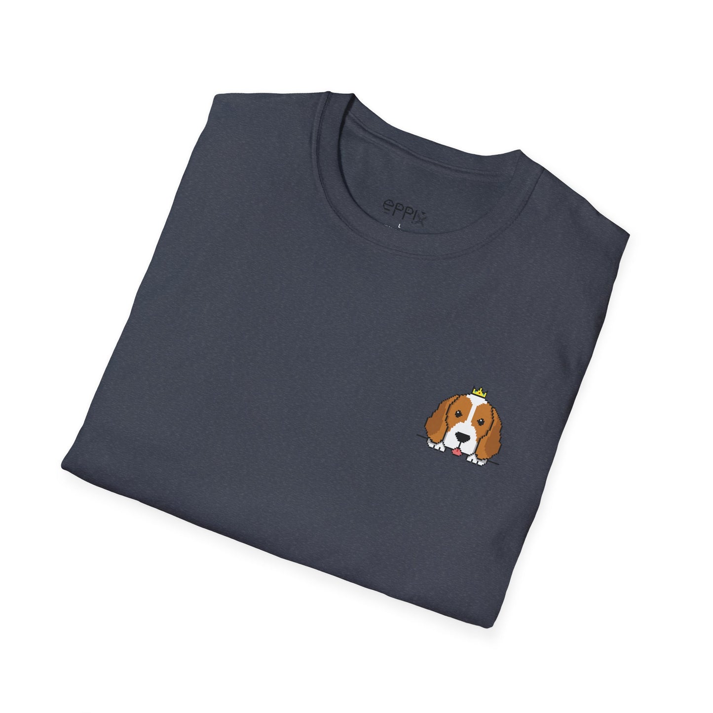 EPPIX Unisex Softstyle T-Shirt - König Beagle Pixel Hund Illustration Prinz Prinzessin Königin 