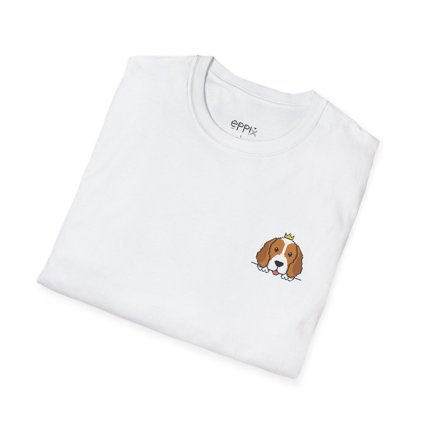 EPPIX Unisex Softstyle T-Shirt - König Beagle Pixel Hund Illustration Prinz Prinzessin Königin 