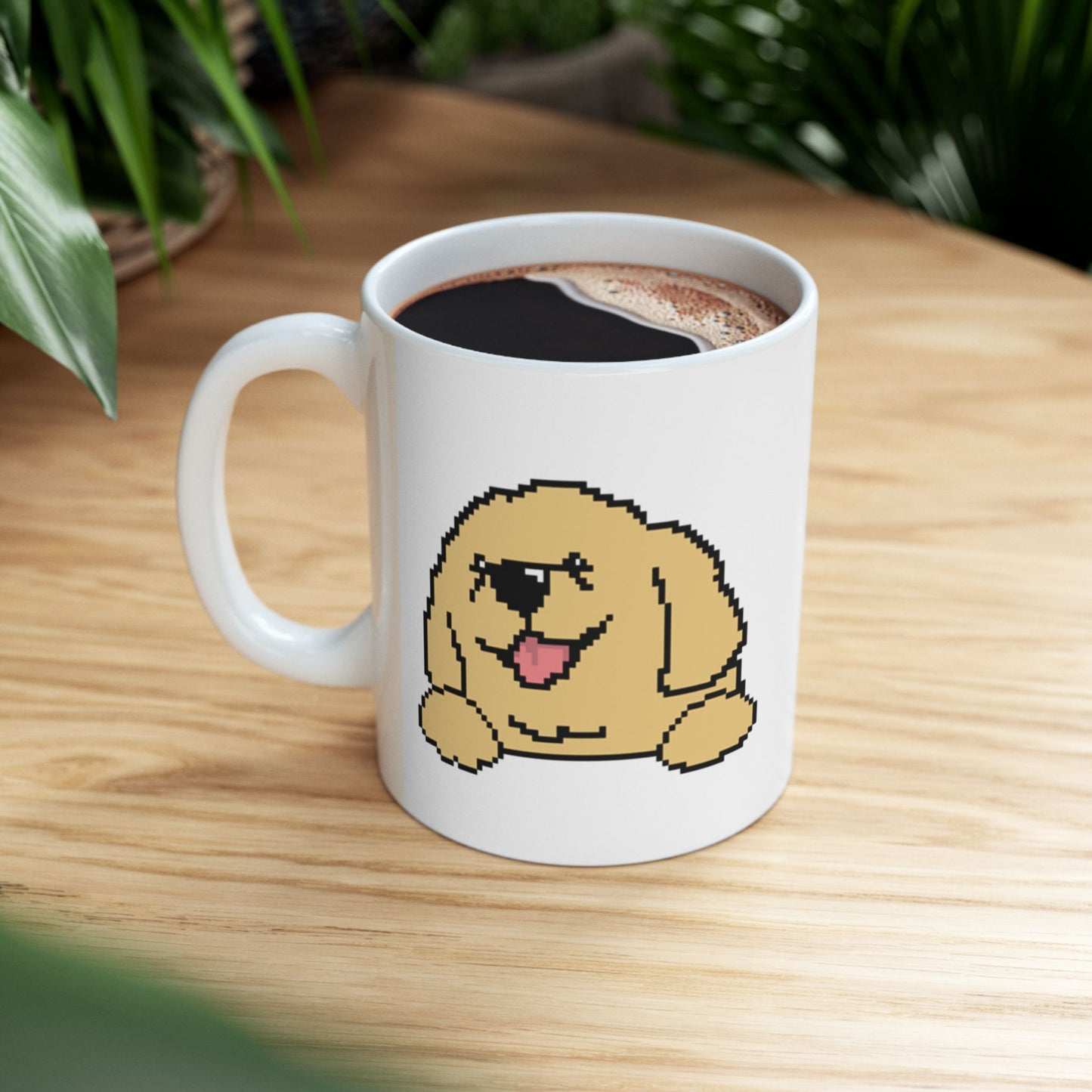 Eppix White Ceramic Mug Golden Retriever Pixel Art Illustration Right 15oz Coffee