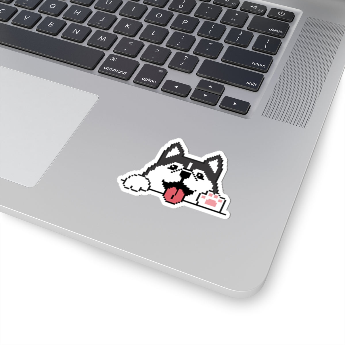 EPPIX Kiss-Cut Stickers - Siberian Husky Alaskan Malamute Pixel Dog Illustration Waving Hello