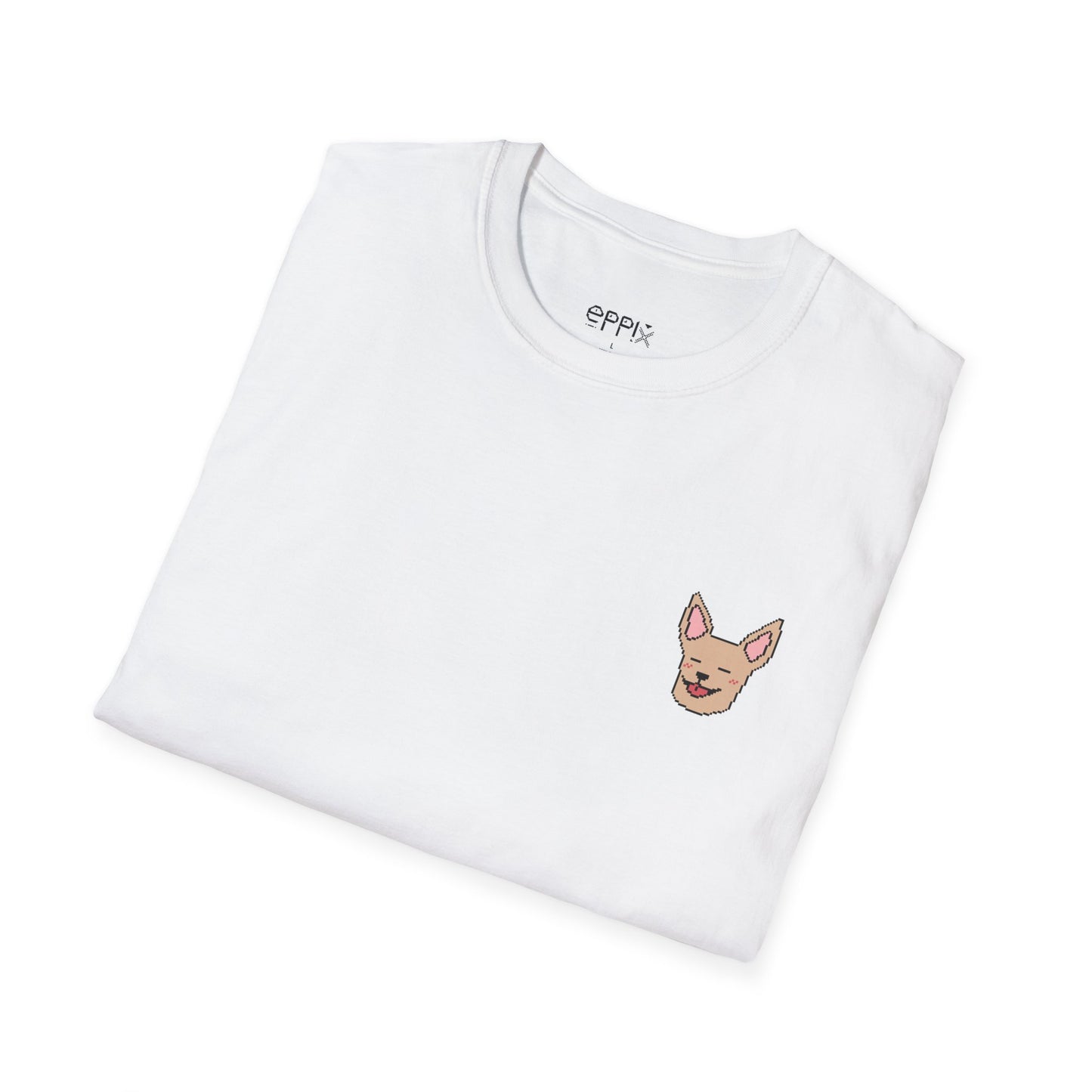 Camiseta unisex Softstyle de EPPIX: ilustración de perro chihuahua tranquilo con píxeles 