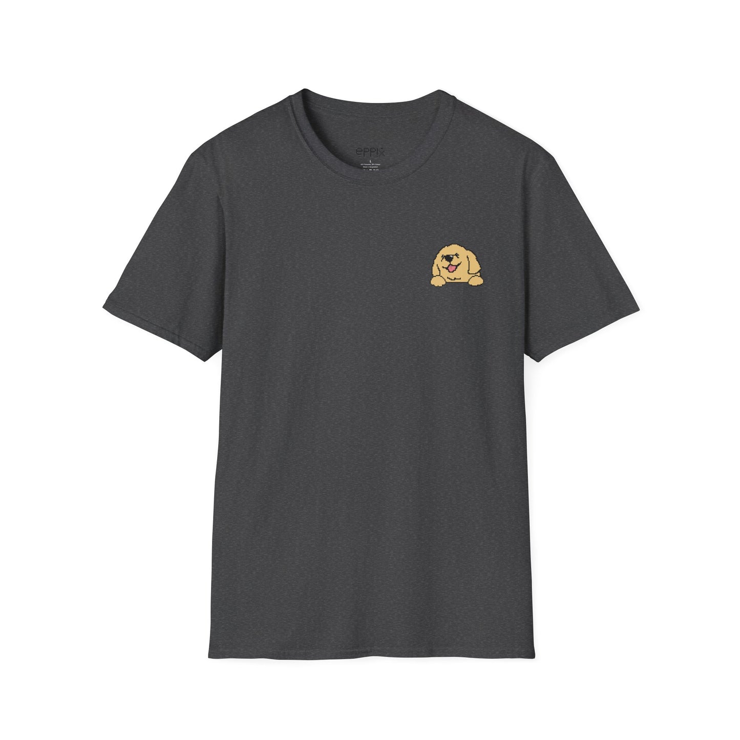 Camiseta unisex Softstyle de EPPIX: ilustración de perro Golden Retriever pixelado y gentil, buen chico 