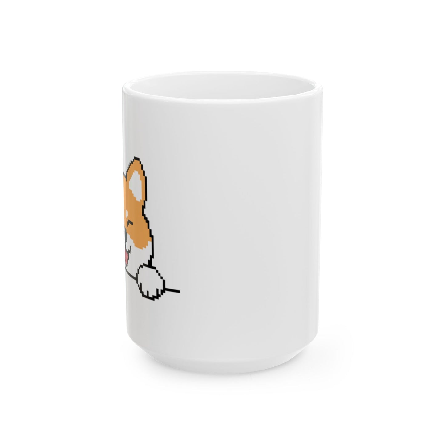 EPPIX Weiße Keramiktasse – Sly Shiba Inu Akita Pixel Dog Illustration (11 oz, 15 oz) 