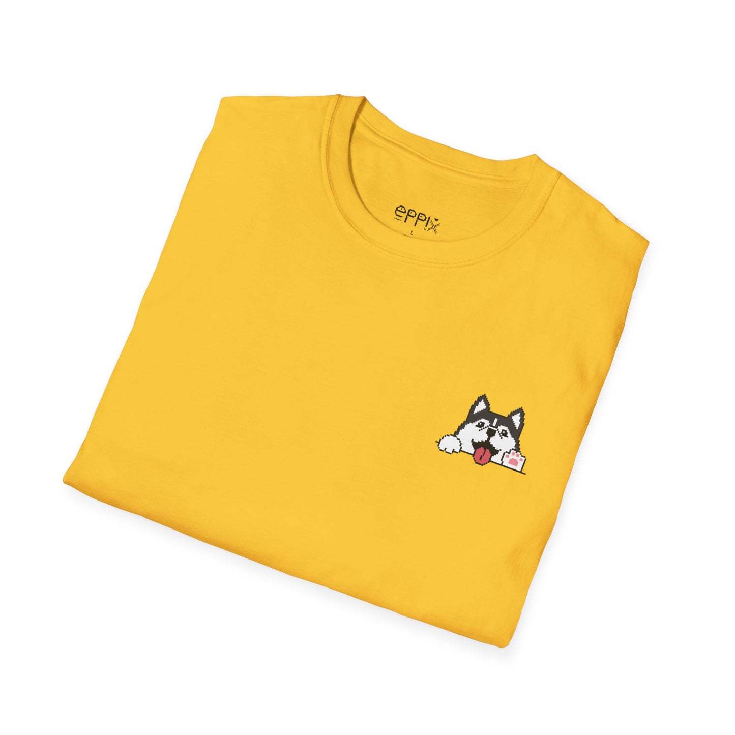 Camiseta unisex Softstyle de EPPIX: ilustración de perro pixelado de husky siberiano y malamute de Alaska 