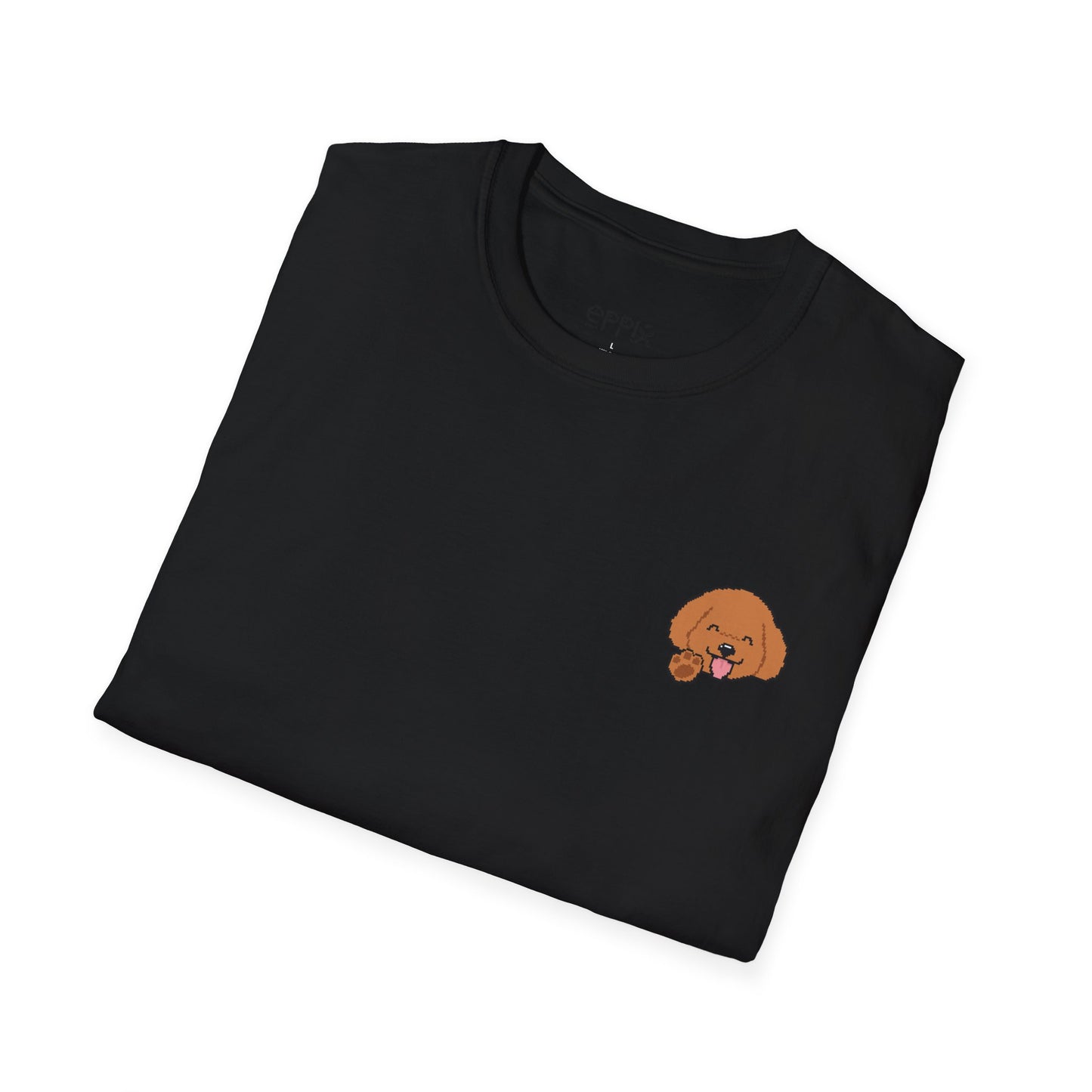 EPPIX Unisex Softstyle T-Shirt - Niedlicher Pudelwelpe Pixel Hund Illustration Winkt Hallo 