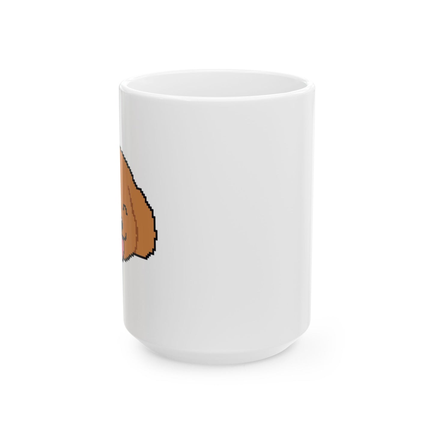 Eppix White Ceramic Mug Poodle Pixel Art Illustration Front 15oz