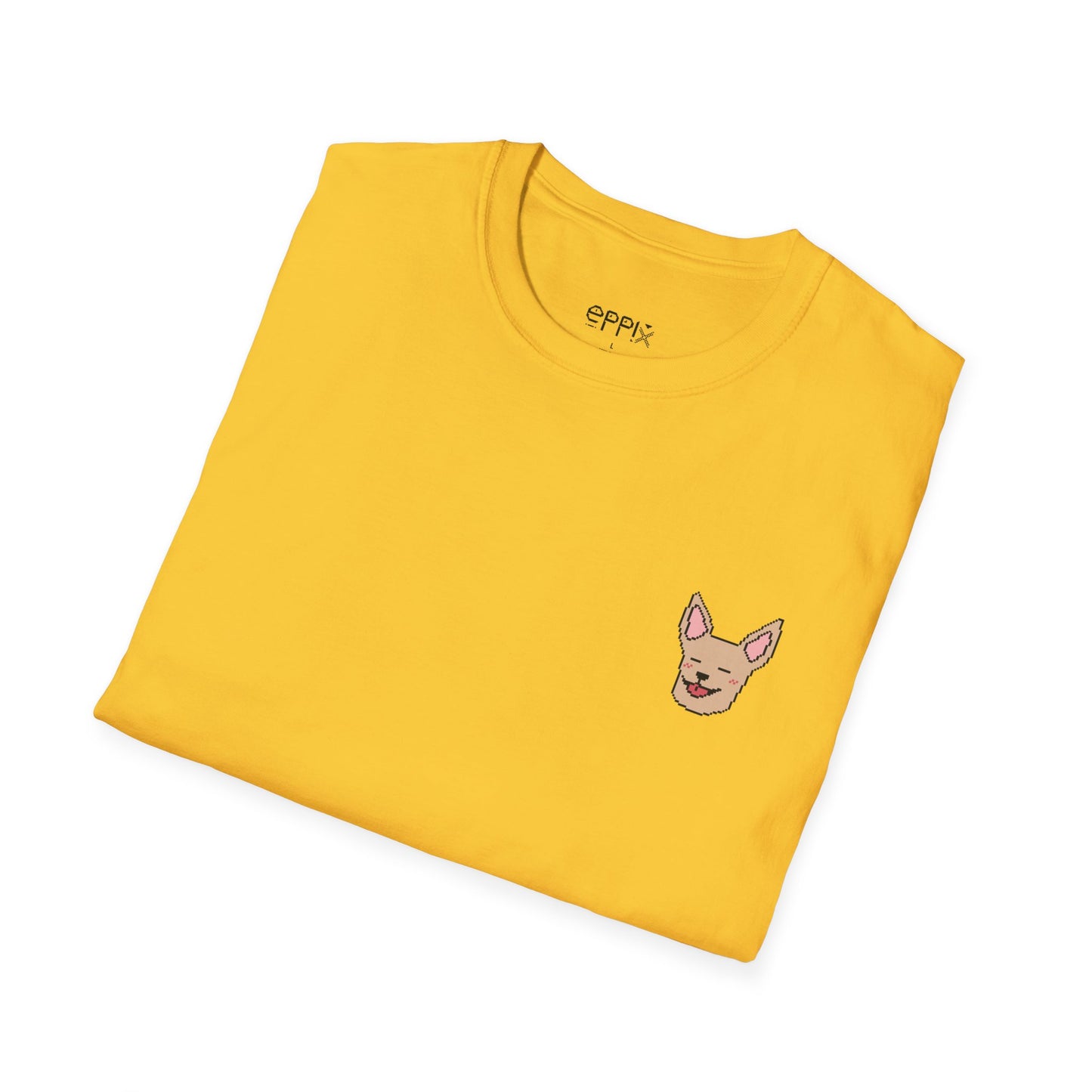 Camiseta unisex Softstyle de EPPIX: ilustración de perro chihuahua tranquilo con píxeles 