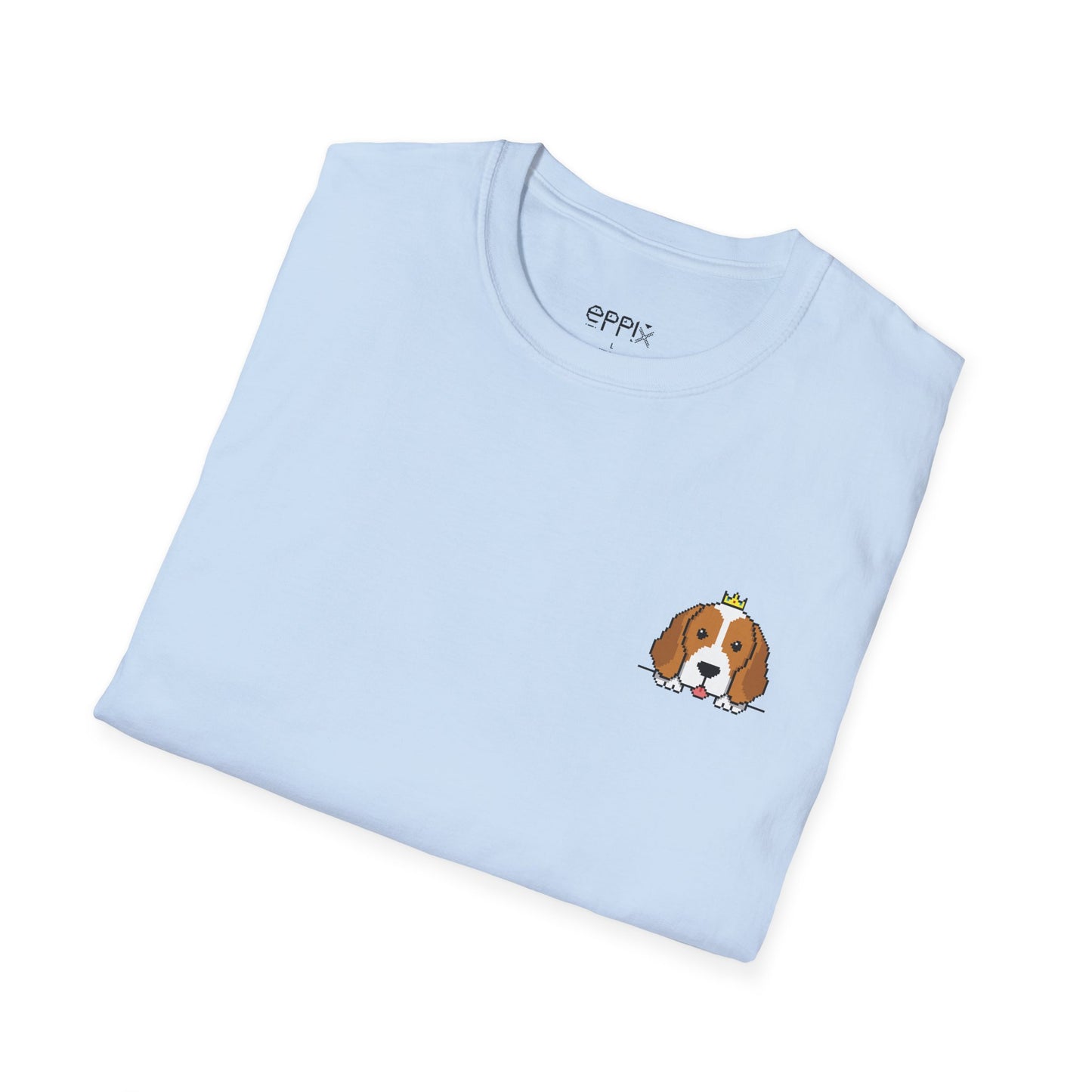 EPPIX Unisex Softstyle T-Shirt - König Beagle Pixel Hund Illustration Prinz Prinzessin Königin 