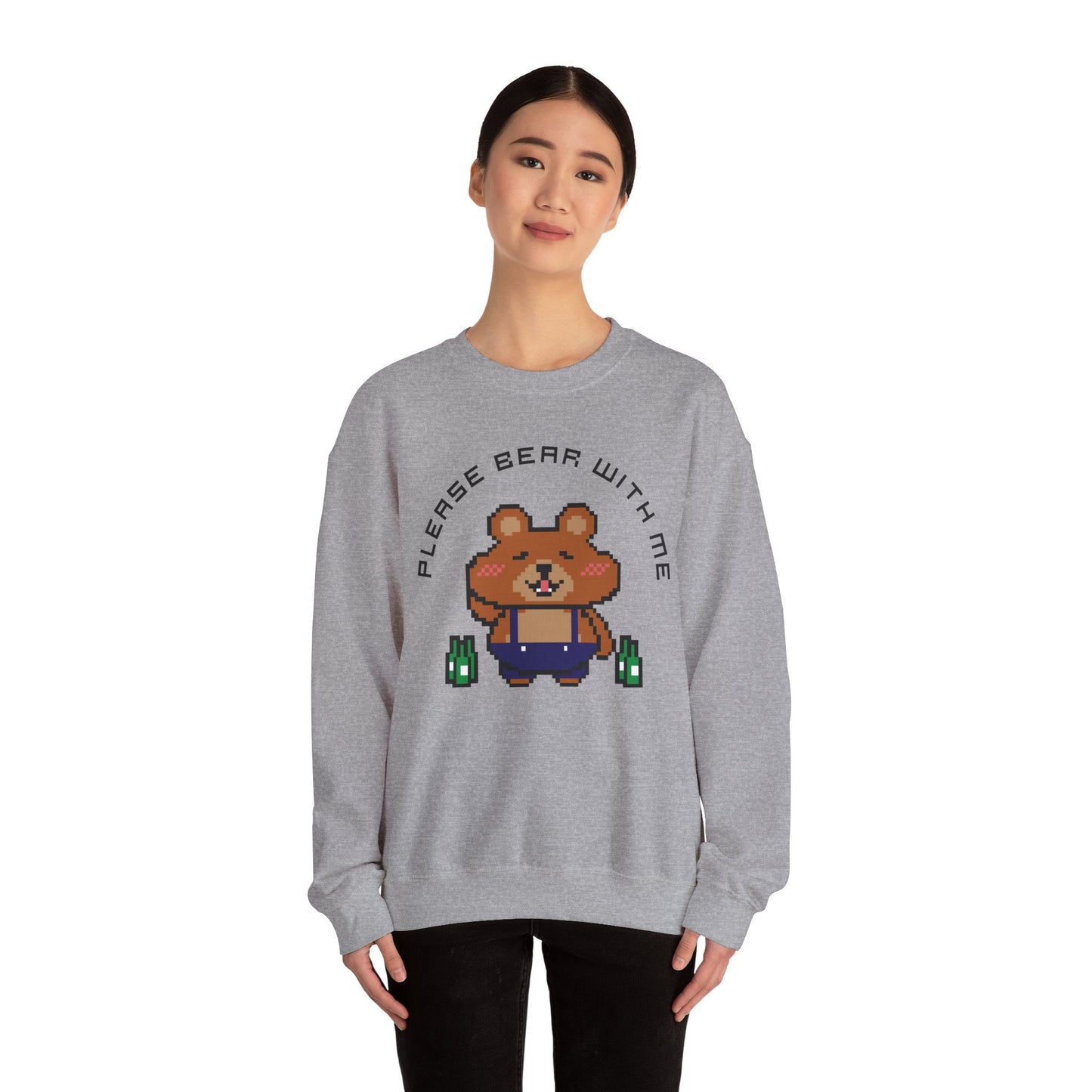 EPPIX Unisex Heavy Blend Crewneck Sweatshirt - Please Bear With Me Funny Pixel Art Illustration