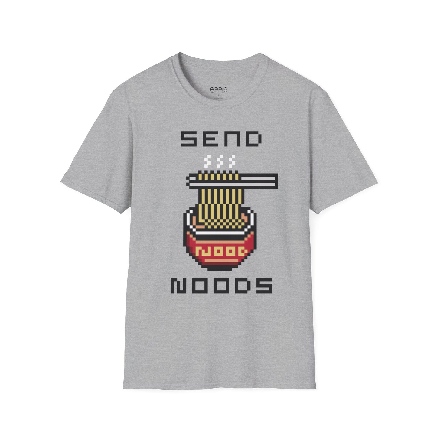 EPPIX Unisex Softstyle T-Shirt - Send Noods Pixel Ramen Noodle Food Illustration Funny