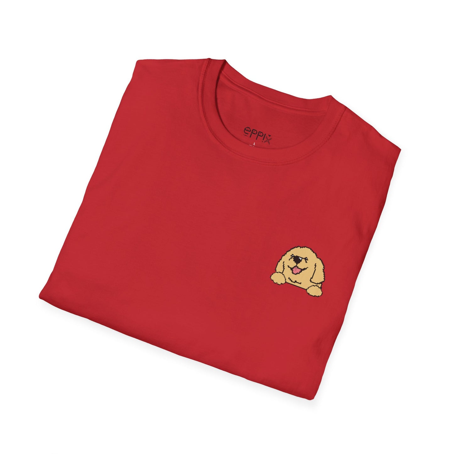 Camiseta unisex Softstyle de EPPIX: ilustración de perro Golden Retriever pixelado y gentil, buen chico 