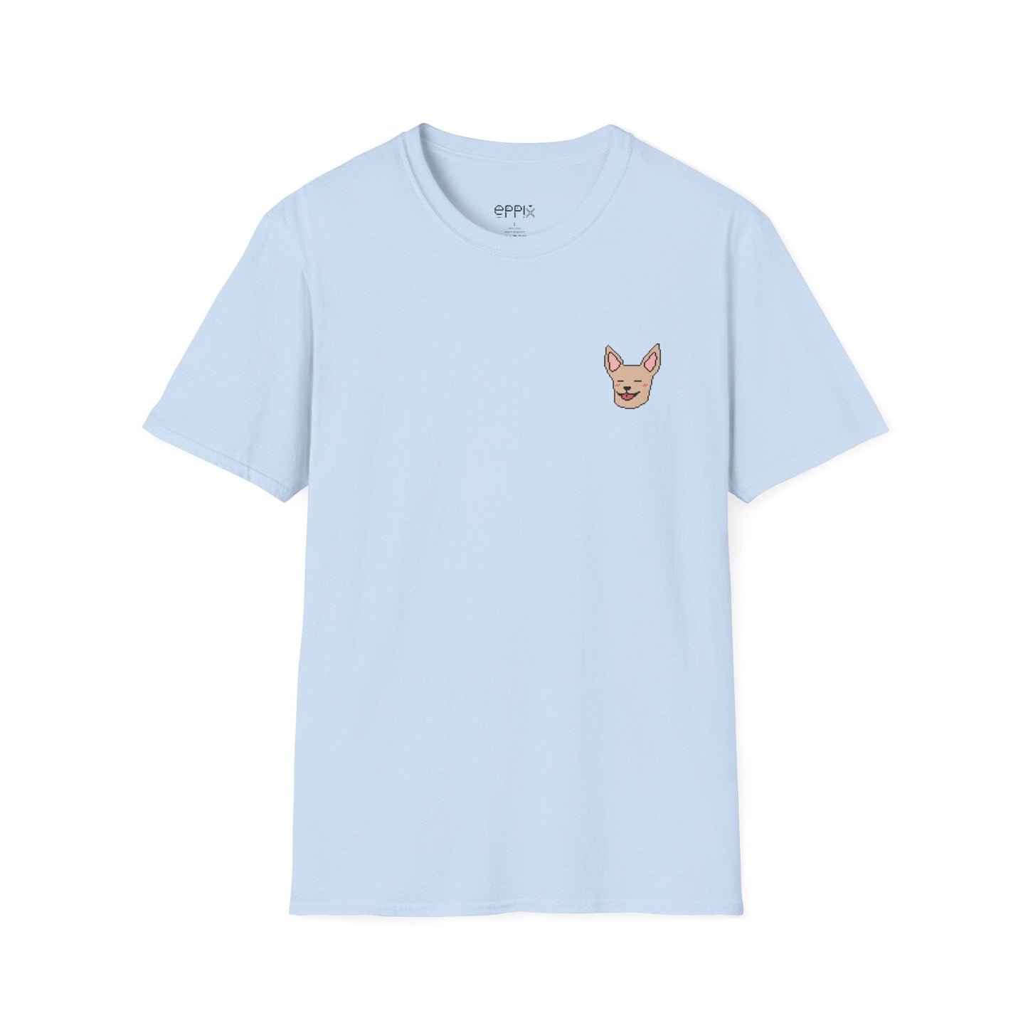 Camiseta unisex Softstyle de EPPIX: ilustración de perro chihuahua tranquilo con píxeles 