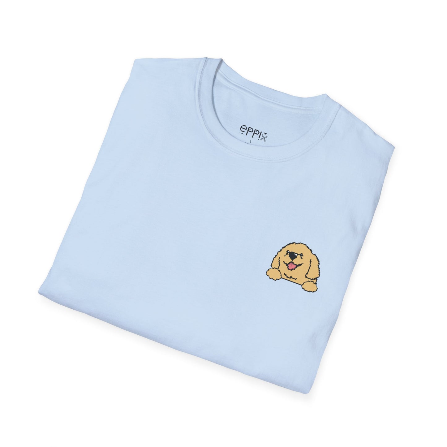 Camiseta unisex Softstyle de EPPIX: ilustración de perro Golden Retriever pixelado y gentil, buen chico 