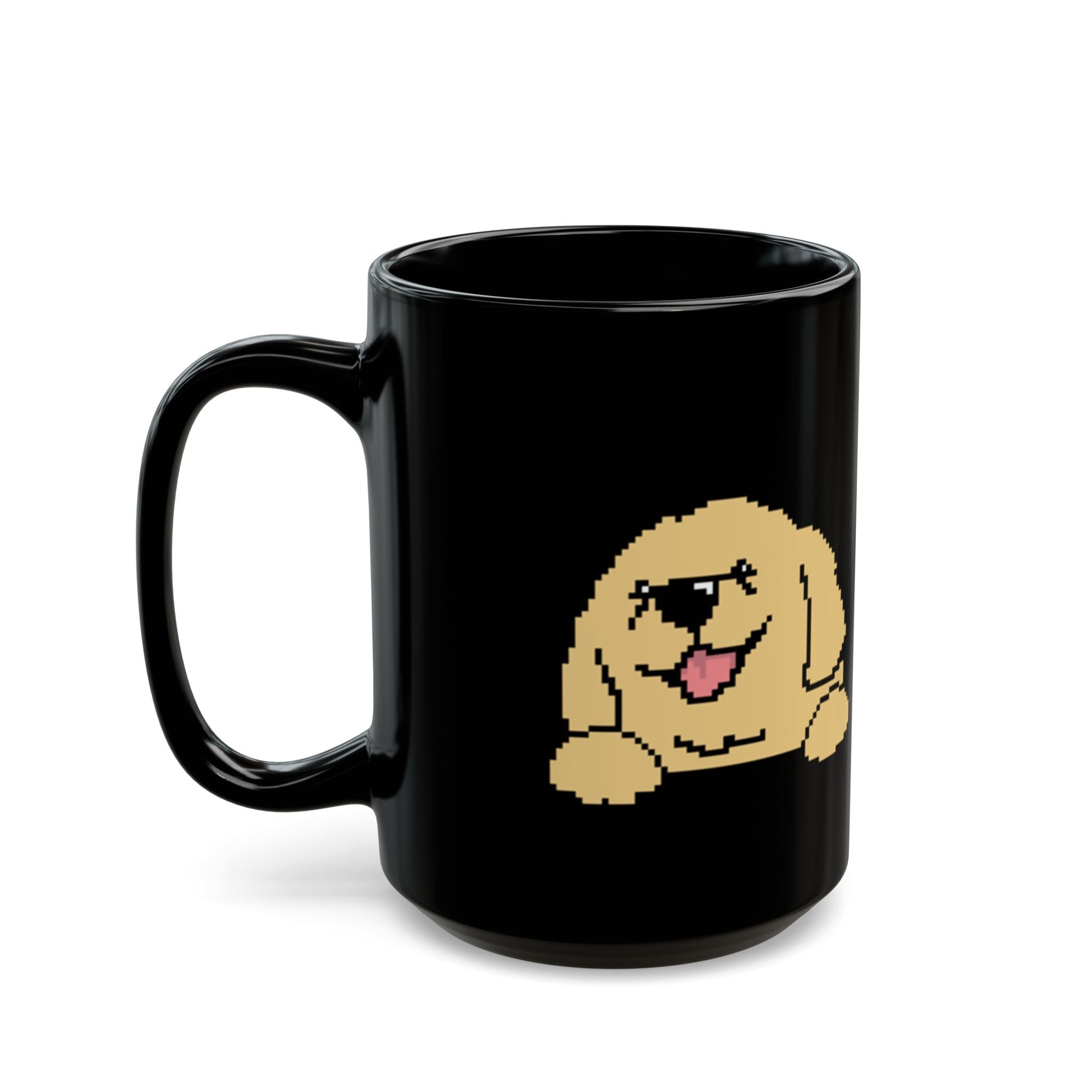 Eppix Black Ceramic Mug Golden Retriever Pixel Art Illustration Right 15oz