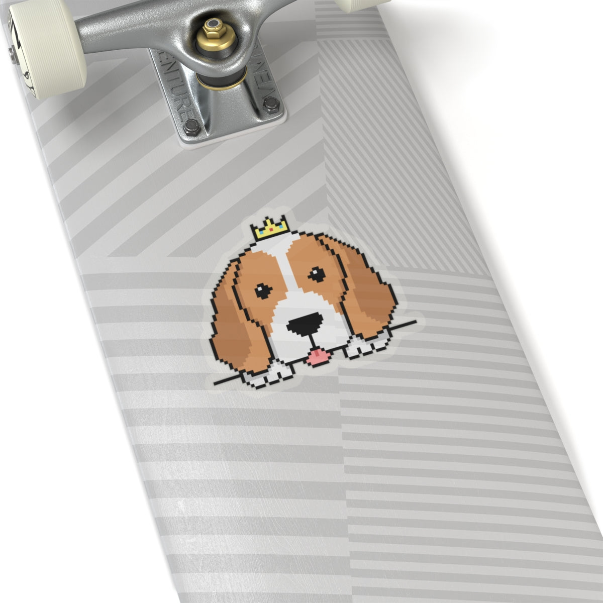 Eppix Kiss Cut Transparent Sticker Beagle Pixel Art Illustration On Skateboard 6"