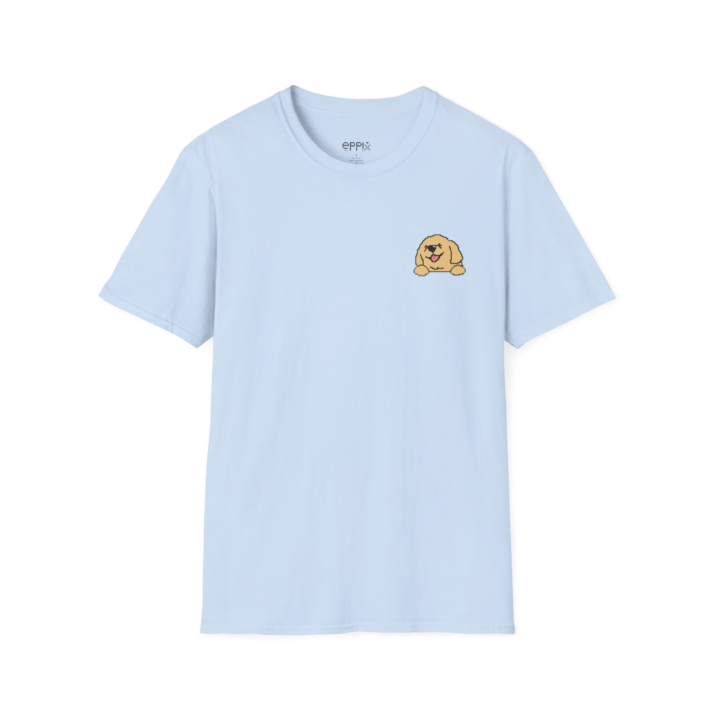 Camiseta unisex Softstyle de EPPIX: ilustración de perro Golden Retriever pixelado y gentil, buen chico 