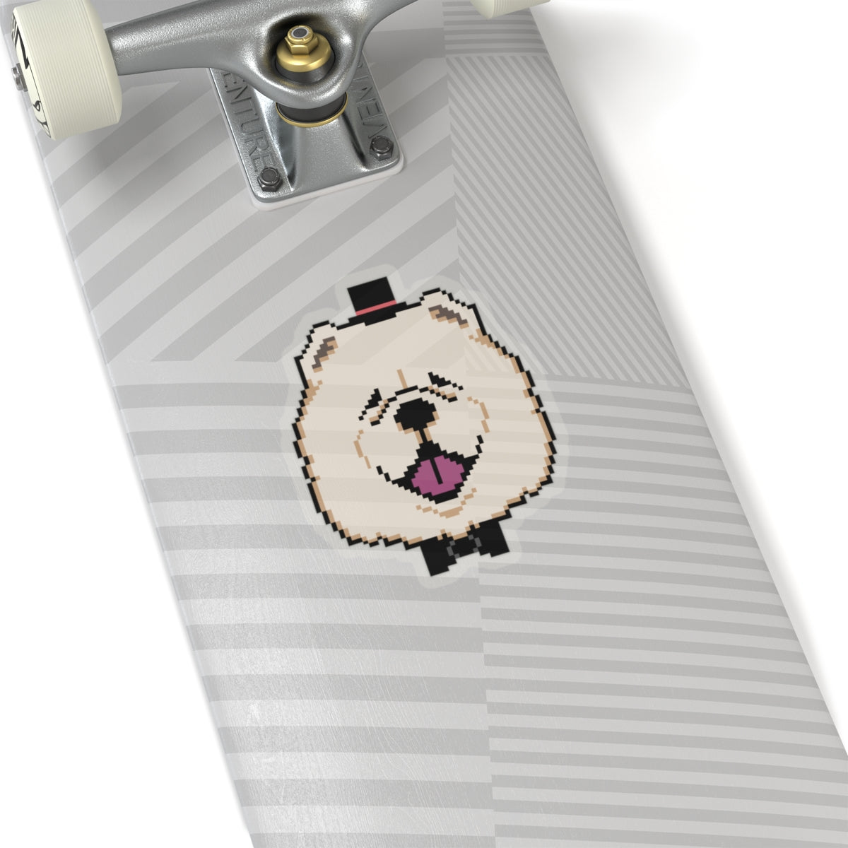 Eppix Kiss Cut Transparent Sticker Chow Chow Pixel Art Illustration On Skateboard 6"