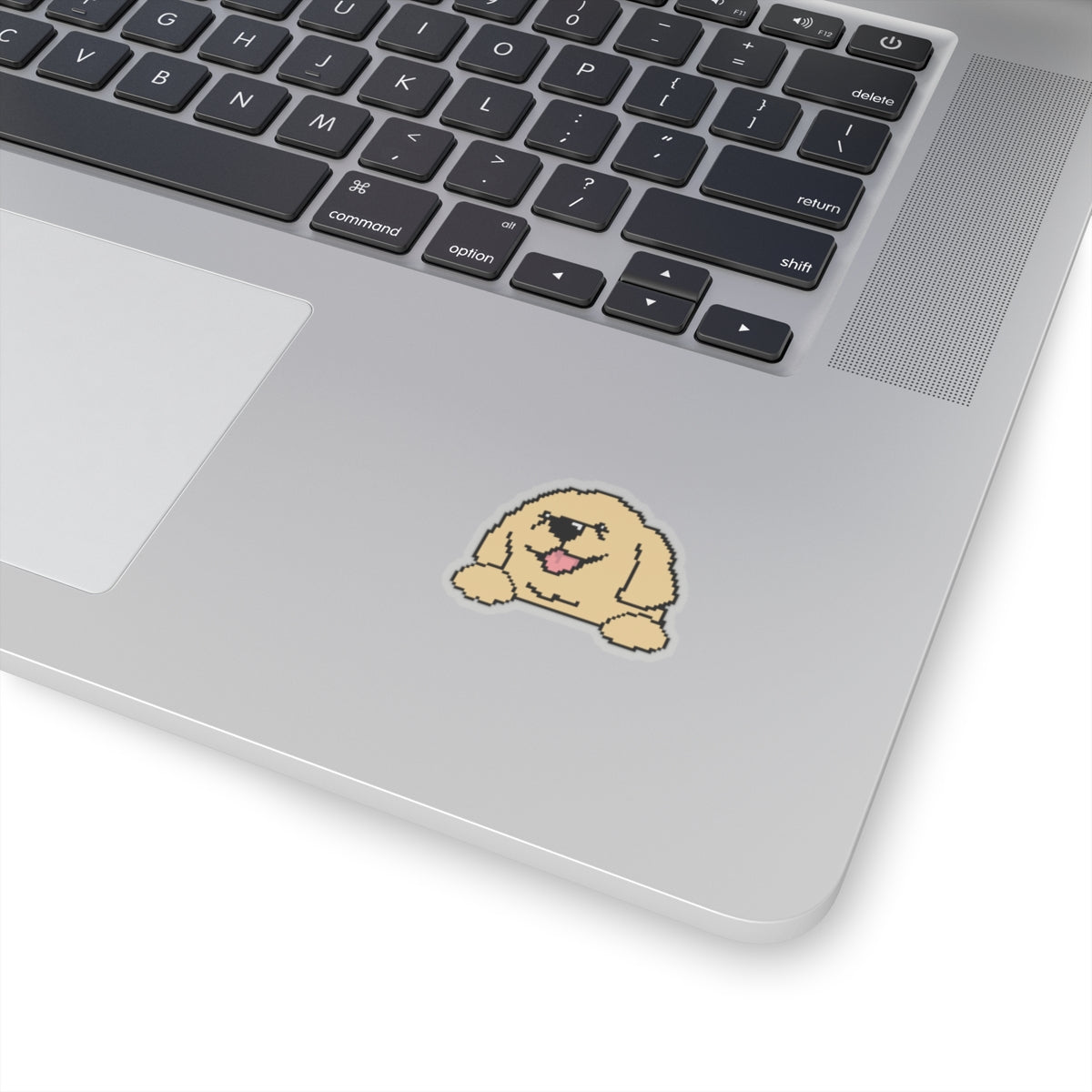 Eppix Kiss Cut Transparent Sticker Golden Retriever Pixel Art Illustration On Laptop 3"