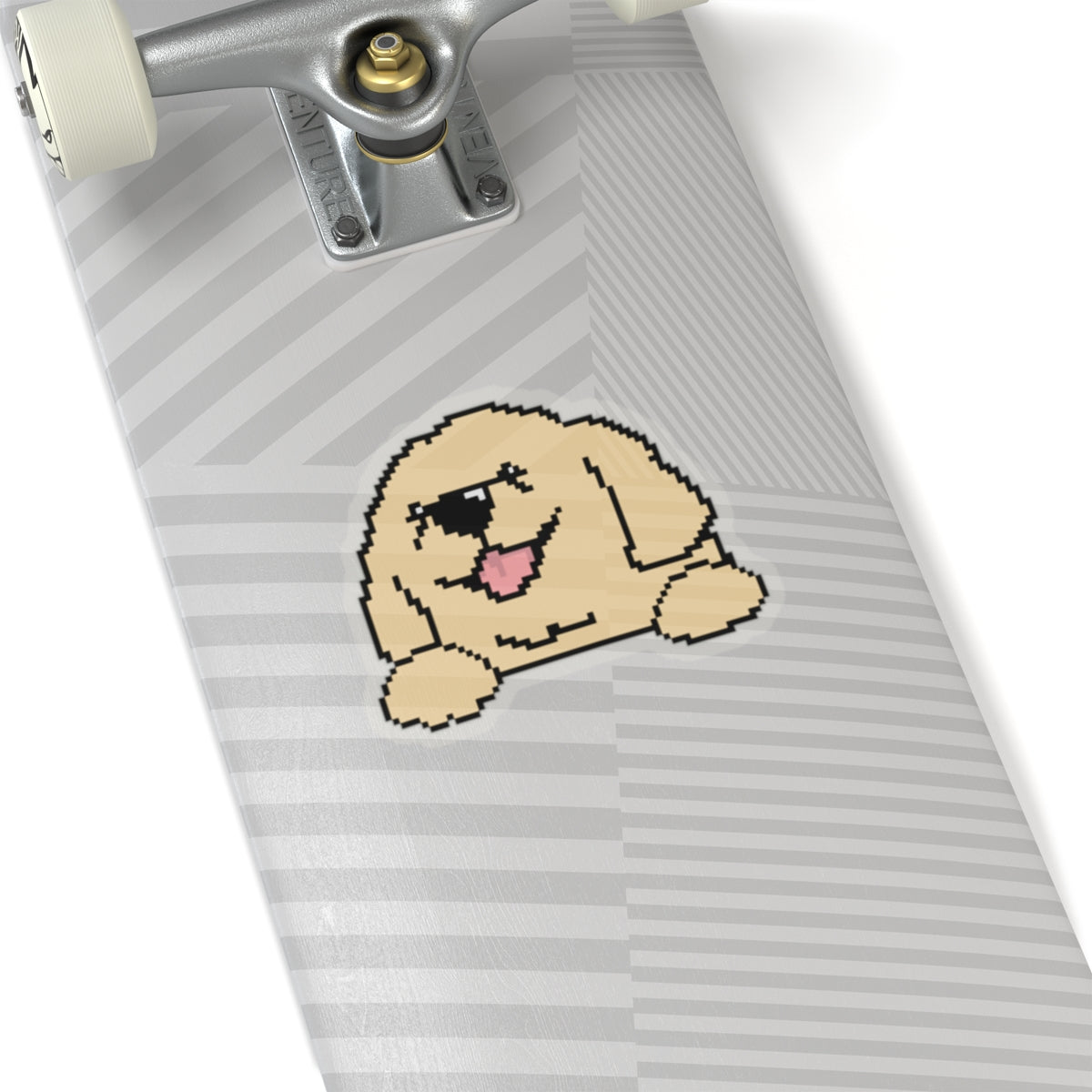 Eppix Kiss Cut Transparent Sticker Golden Retriever Pixel Art Illustration On Skateboard 6"