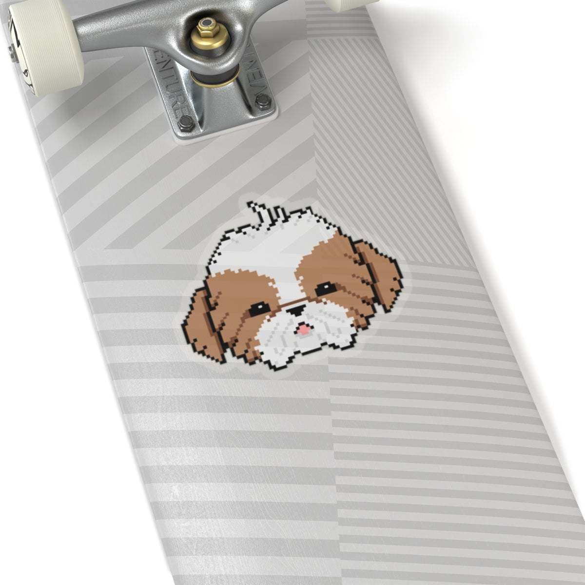 Eppix Kiss Cut Transparent Sticker Shih Tzu Pixel Art Illustration On Skateboard 6"