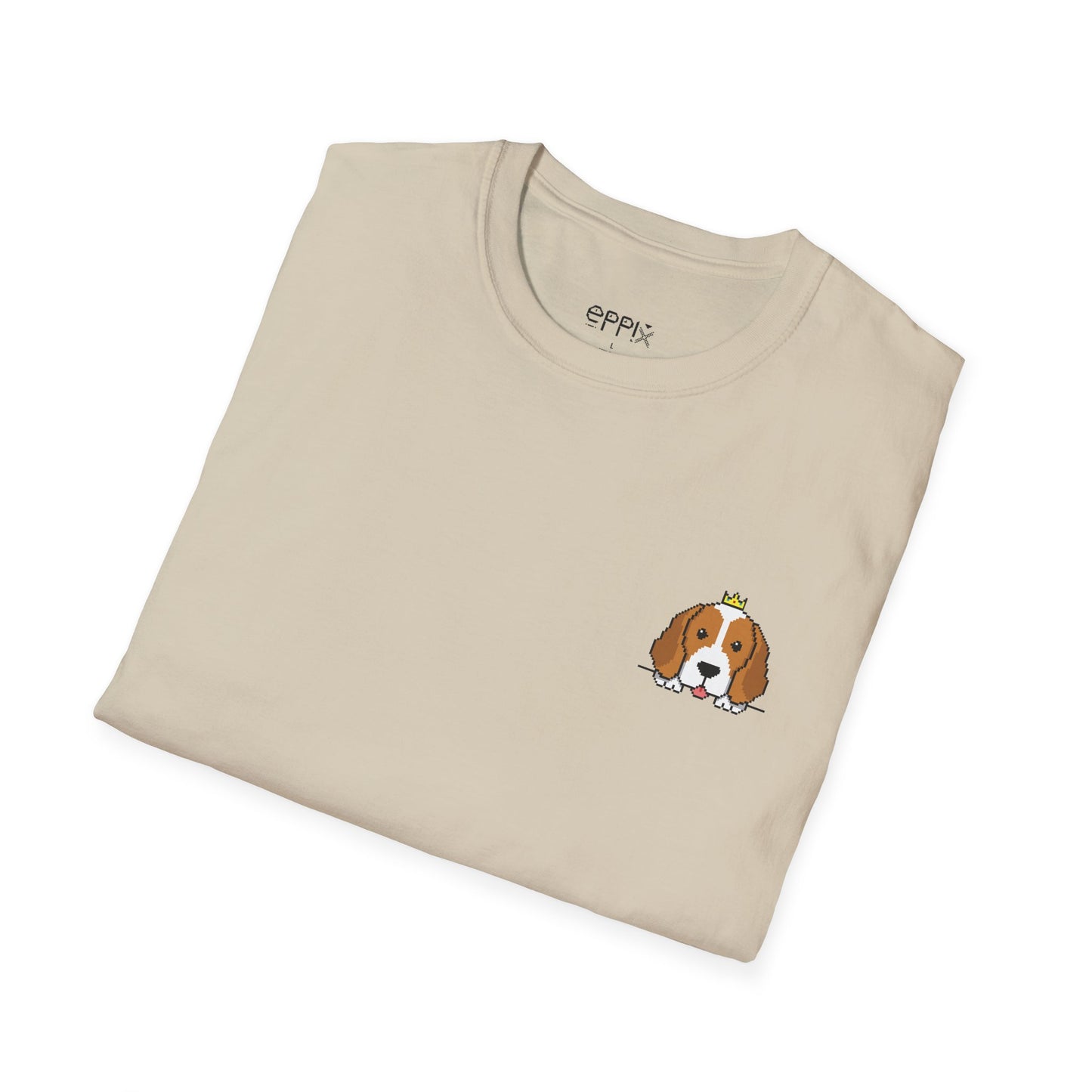 EPPIX Unisex Softstyle T-Shirt - König Beagle Pixel Hund Illustration Prinz Prinzessin Königin 