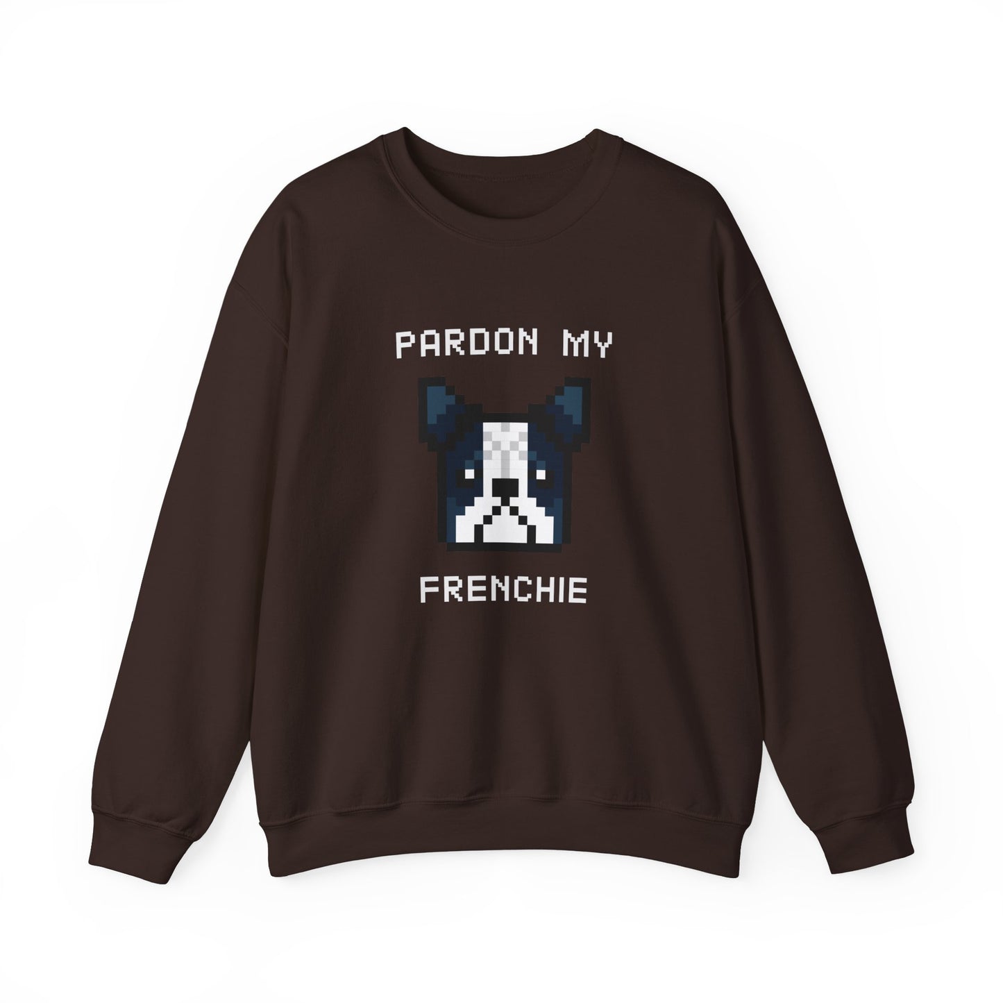 EPPIX Unisex Heavy Blend Crewneck Sweatshirt - Pardon My Frenchie Funny Pixel Dog Art Illustration French Bulldog