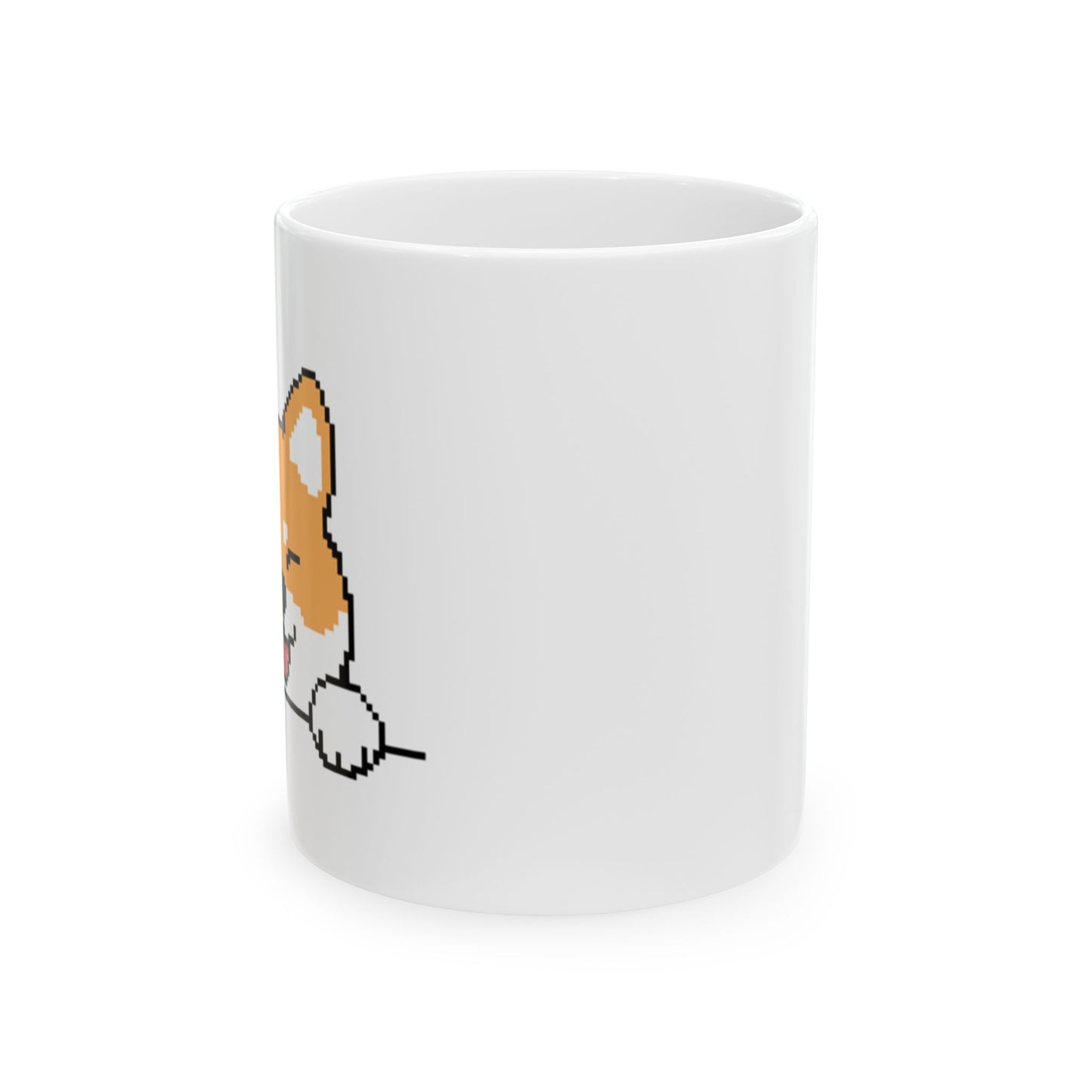 EPPIX Ceramic White Mug - Sly Shiba Inu Akita Pixel Dog Illustration (11oz, 15oz)