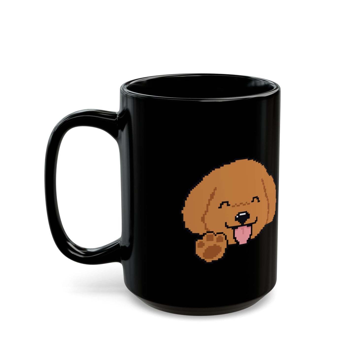 Eppix Black Ceramic Mug Poodle Pixel Art Illustration Right 15oz