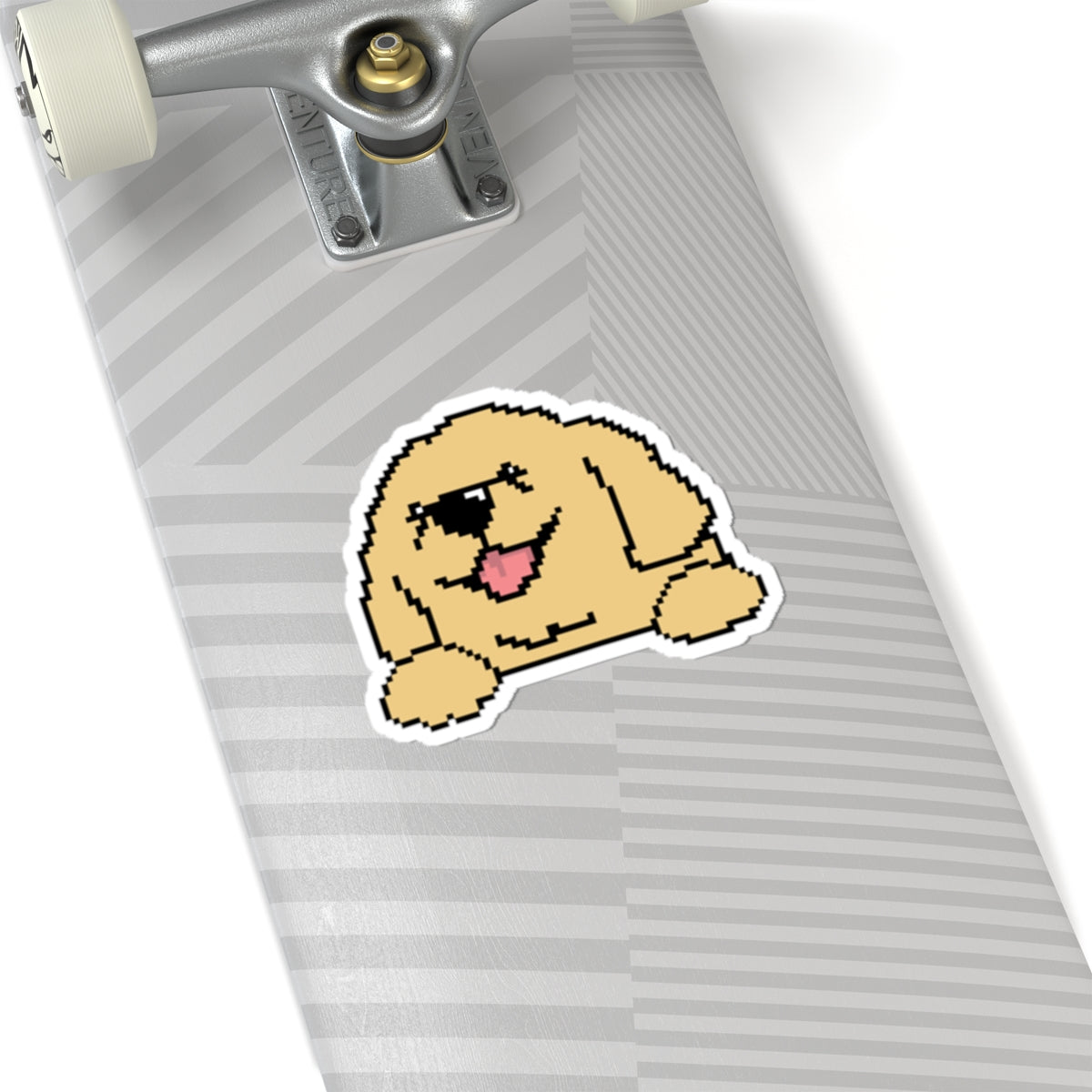 Eppix Kiss Cut Vinyl Sticker Golden Retriever Pixel Art Illustration On Skateboard 6"