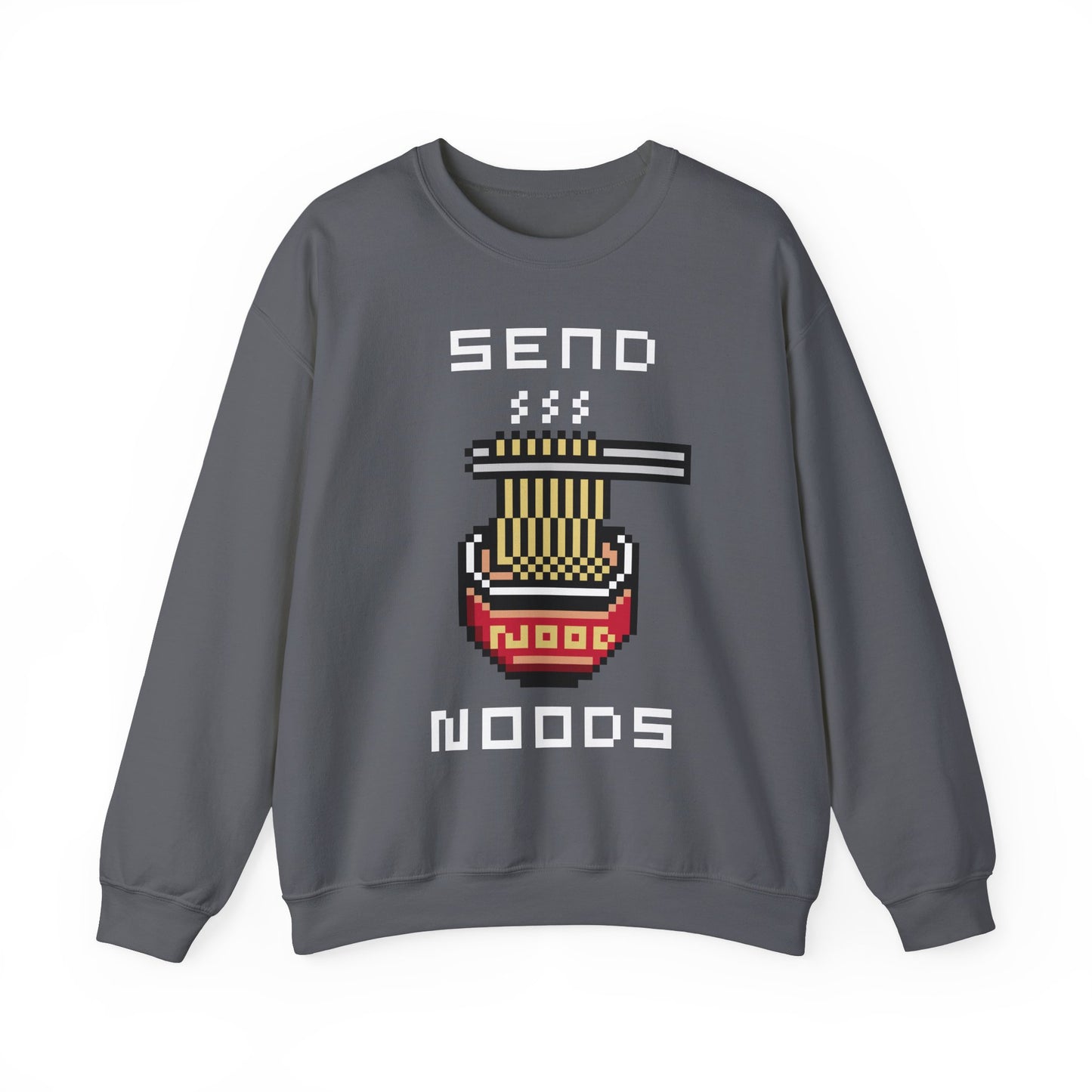 EPPIX Unisex Heavy Blend Crewneck Sweatshirt - Send Noods Funny Pixel Noodle Art Illustration Ramen