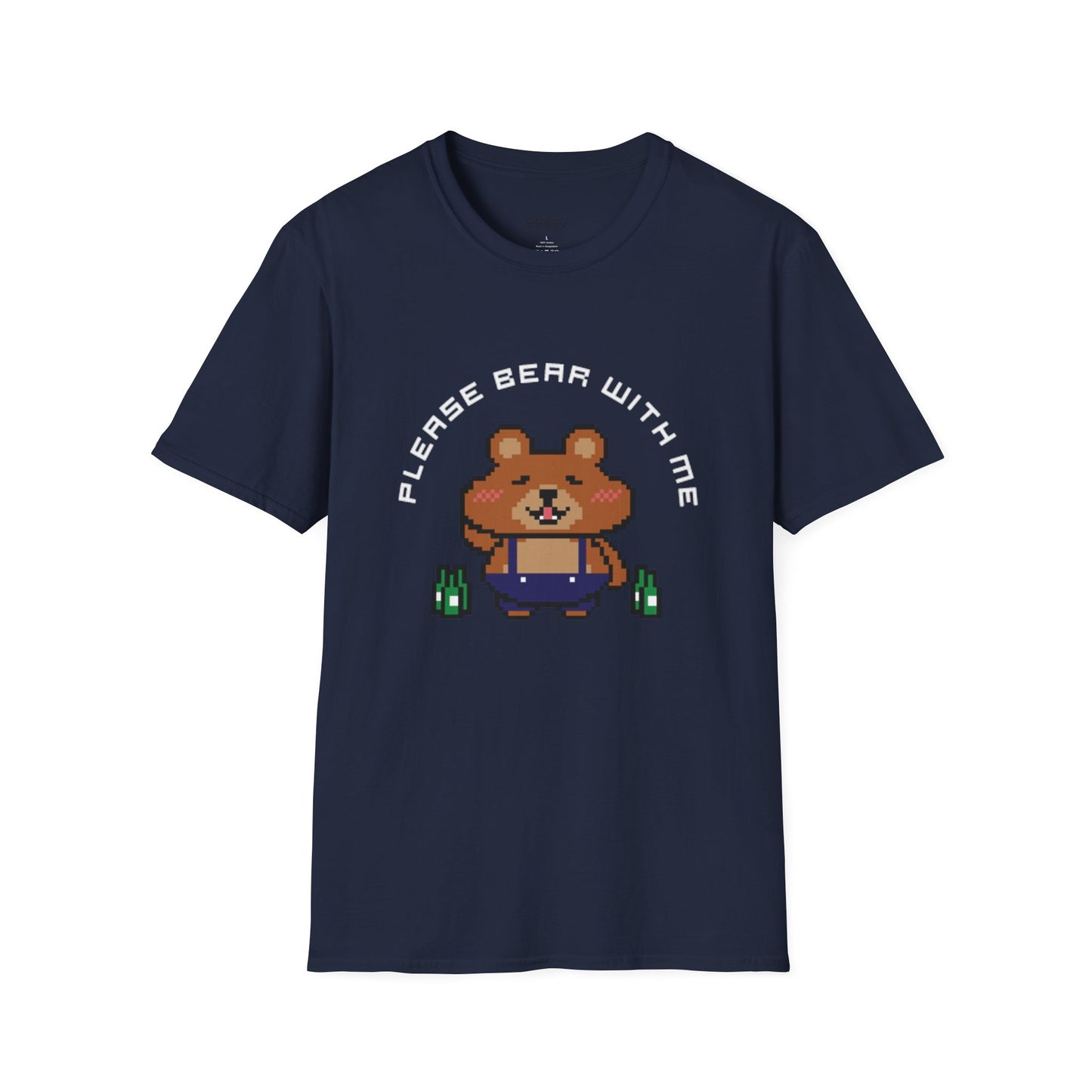 EPPIX Unisex Softstyle T-Shirt - Pixel Bear Illustration Please Bear With Me